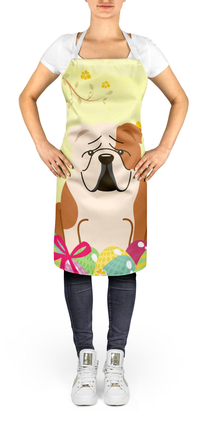 Easter Eggs English Bulldog Fawn White Apron BB6125APRON  the-store.com.