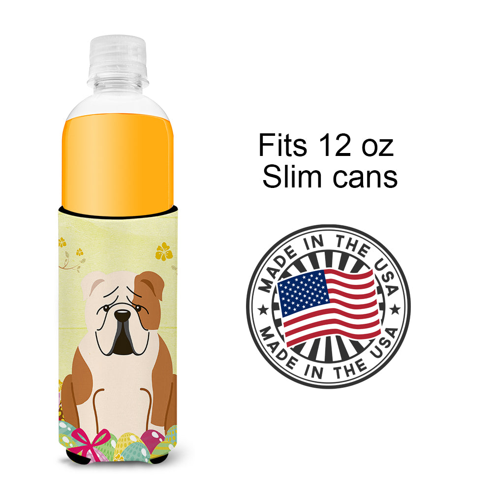 Easter Eggs English Bulldog Fawn White  Ultra Hugger for slim cans BB6125MUK  the-store.com.