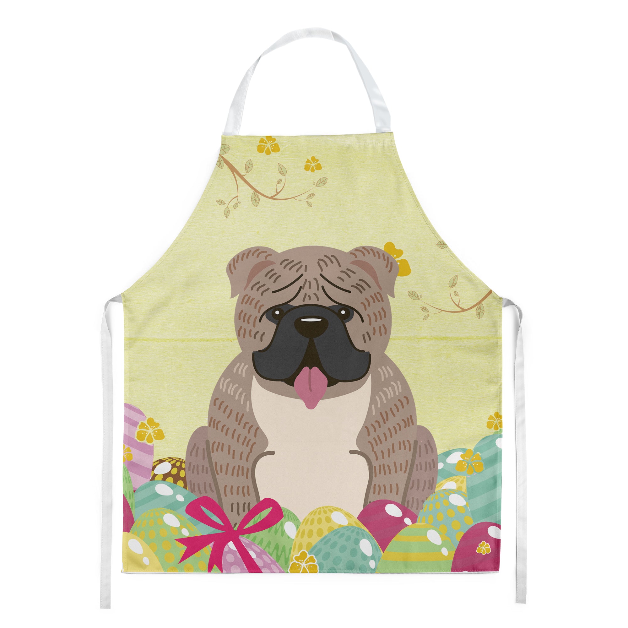 Easter Eggs English Bulldog Grey Brindle  Apron BB6126APRON  the-store.com.