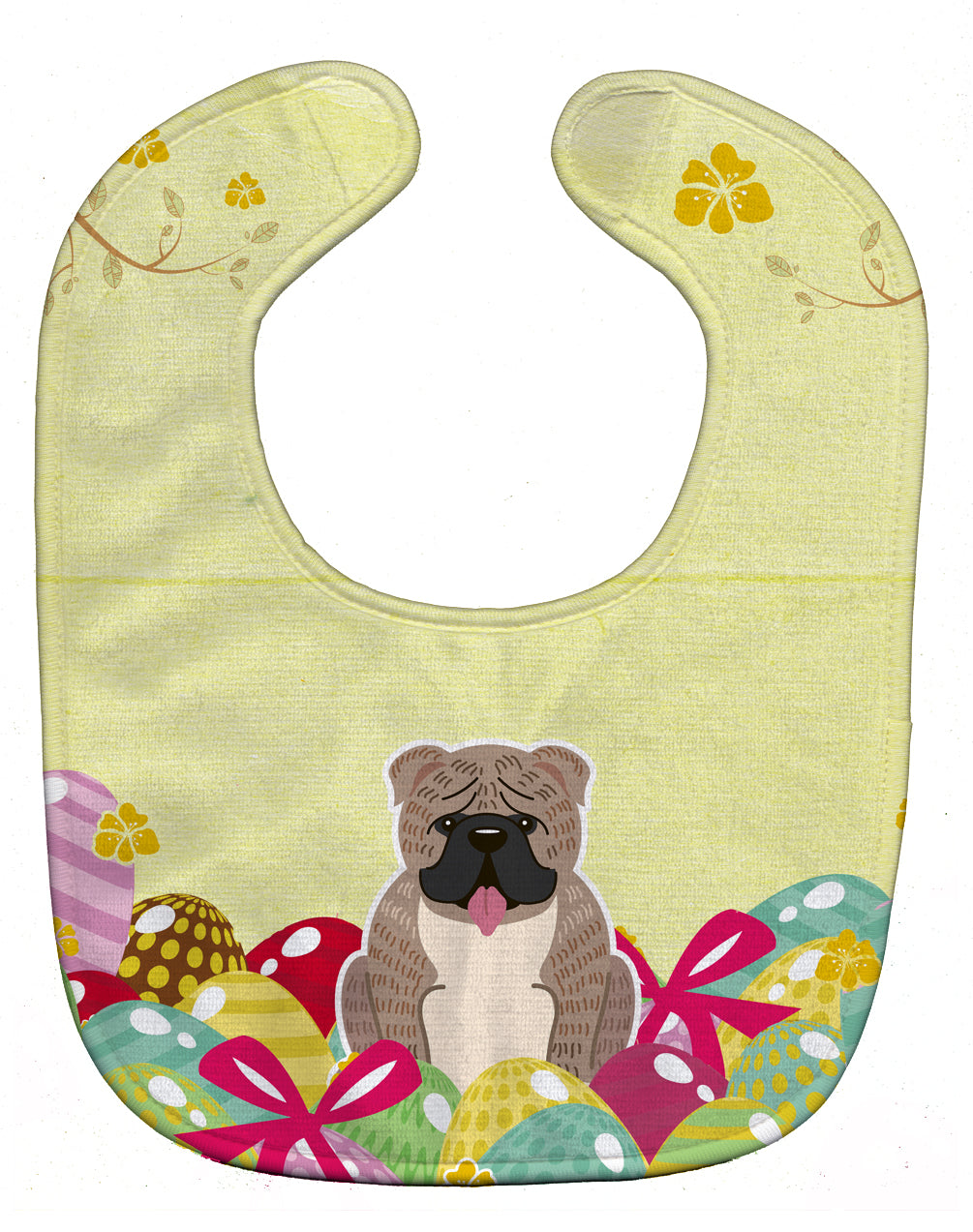 Easter Eggs English Bulldog Grey Brindle  Baby Bib BB6126BIB - the-store.com