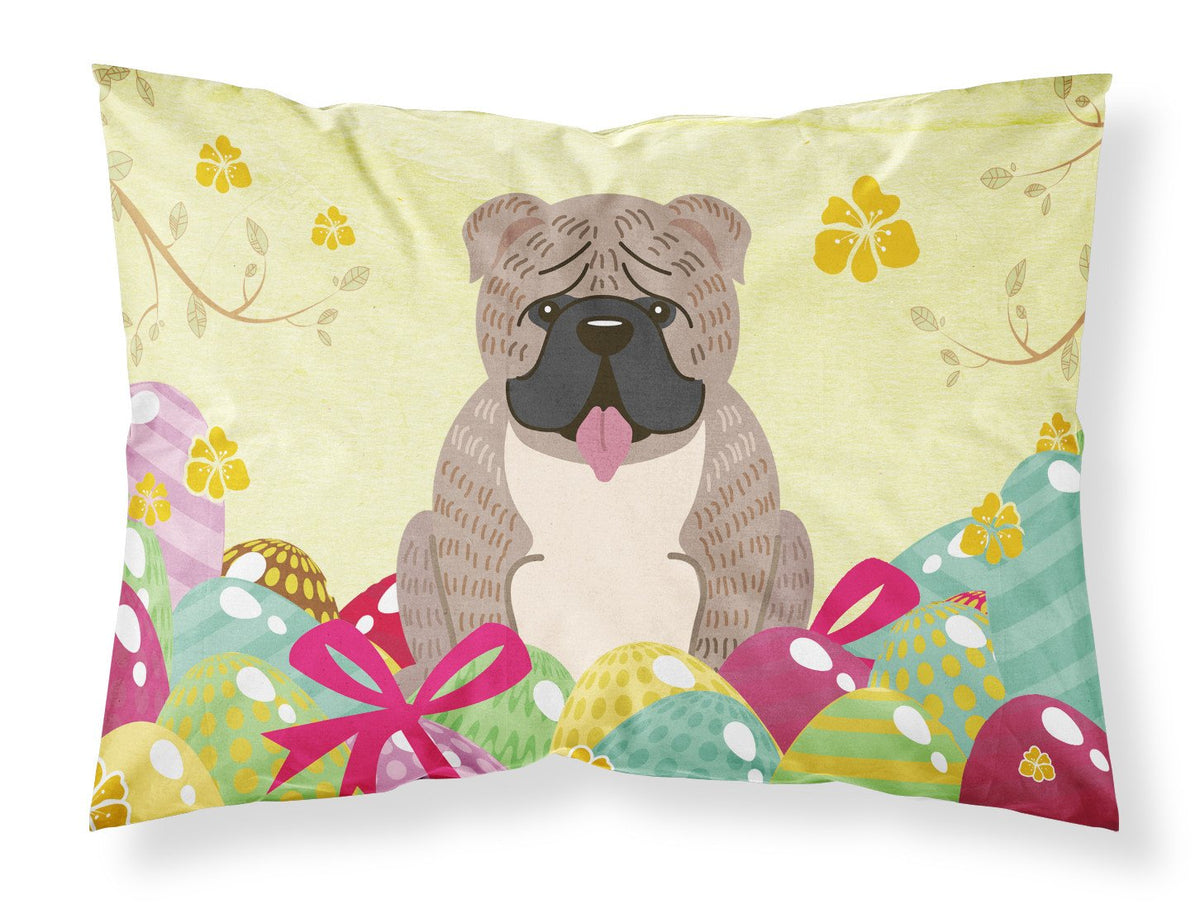 Easter Eggs English Bulldog Grey Brindle  Fabric Standard Pillowcase BB6126PILLOWCASE by Caroline&#39;s Treasures