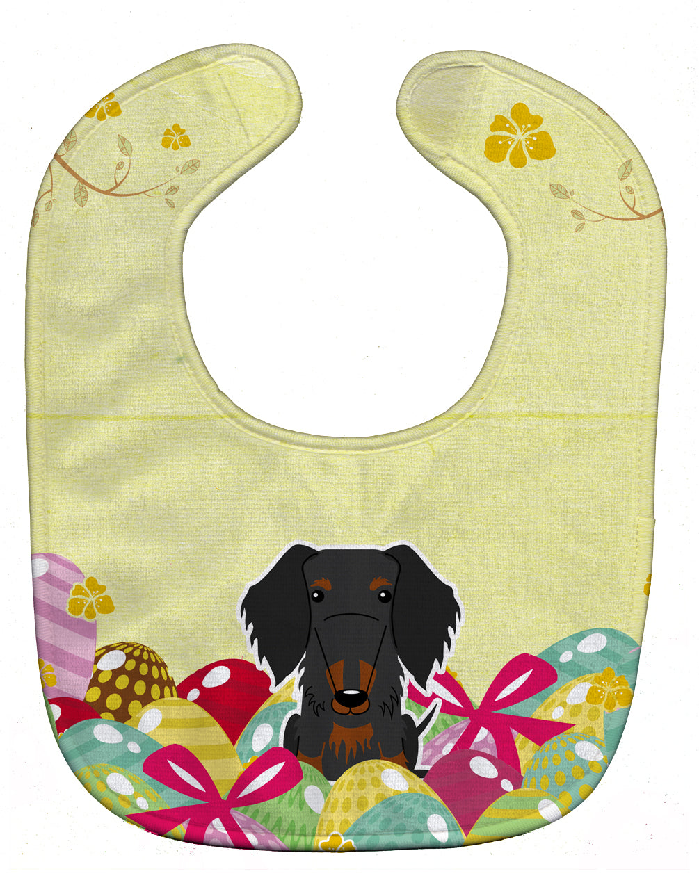 Easter Eggs Wire Haired Dachshund Black Tan Baby Bib BB6127BIB - the-store.com