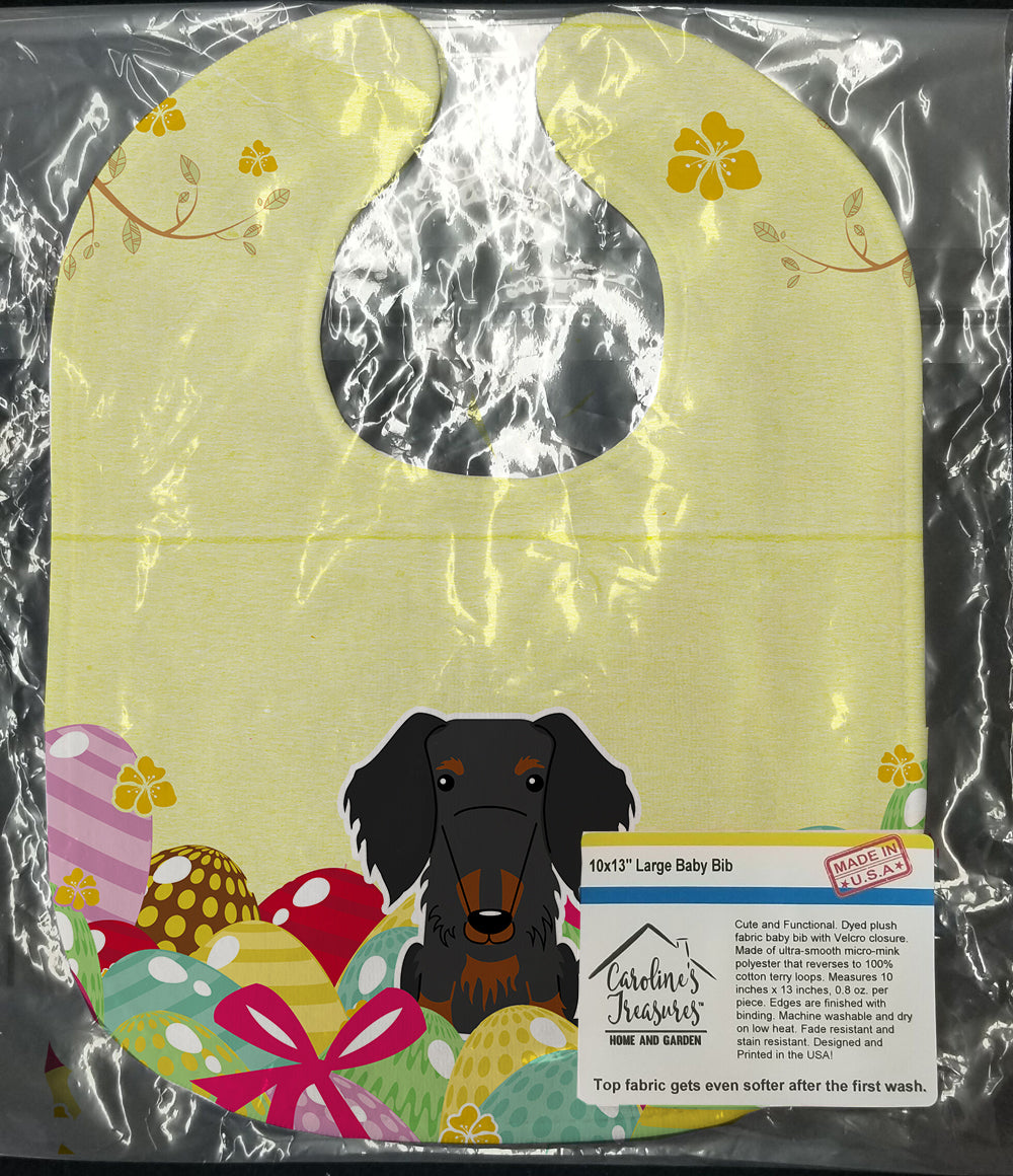 Easter Eggs Wire Haired Dachshund Black Tan Baby Bib BB6127BIB - the-store.com