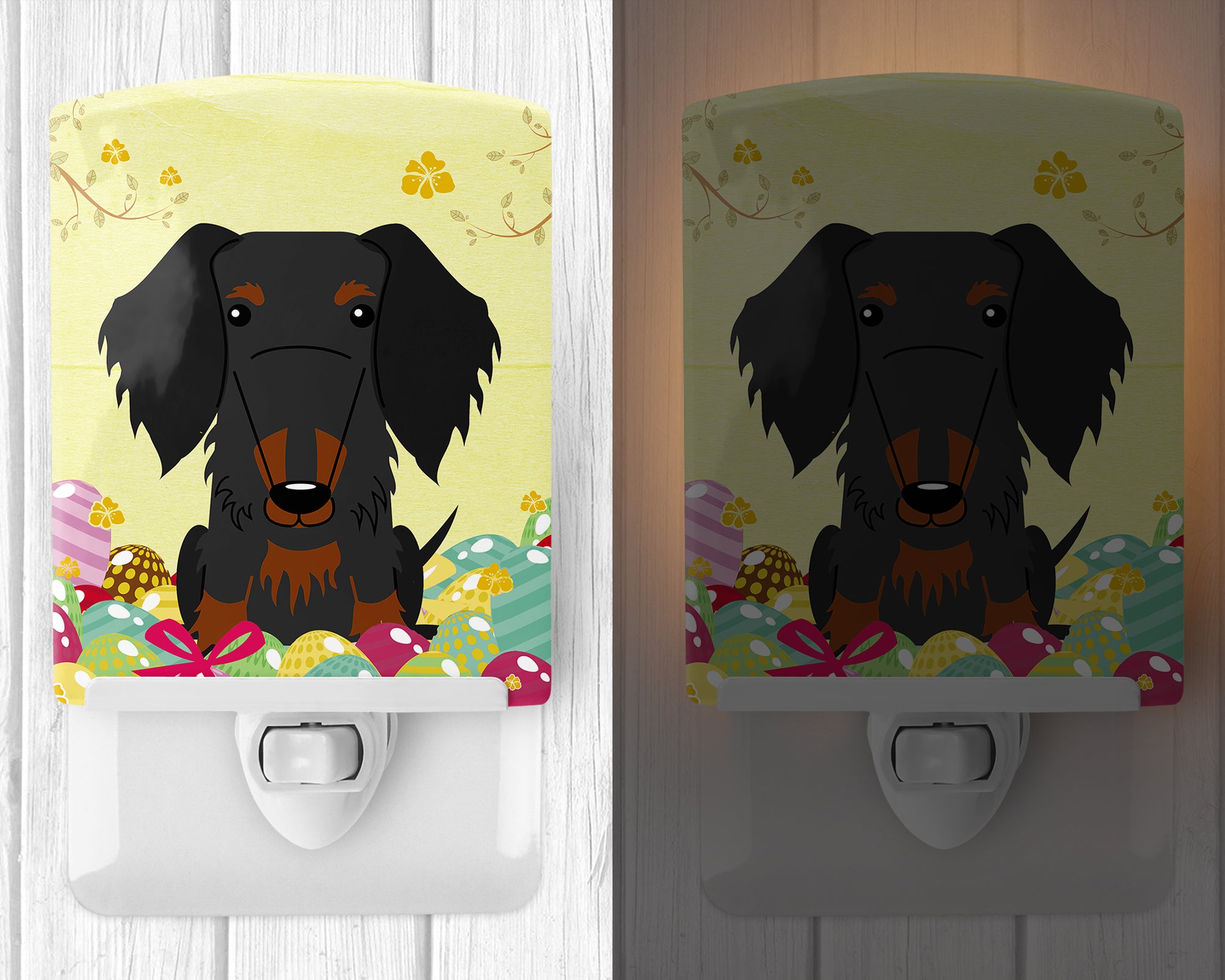 Easter Eggs Wire Haired Dachshund Black Tan Ceramic Night Light BB6127CNL - the-store.com