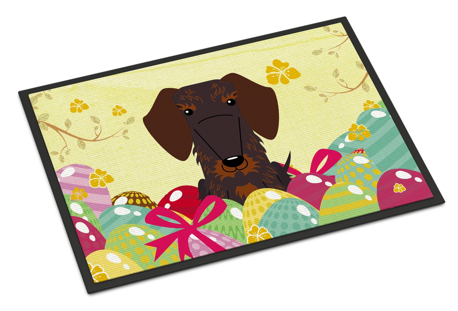 Easter Eggs Wire Haired Dachshund Chocolate Indoor or Outdoor Mat 24x36 BB6129JMAT by Caroline's Treasures