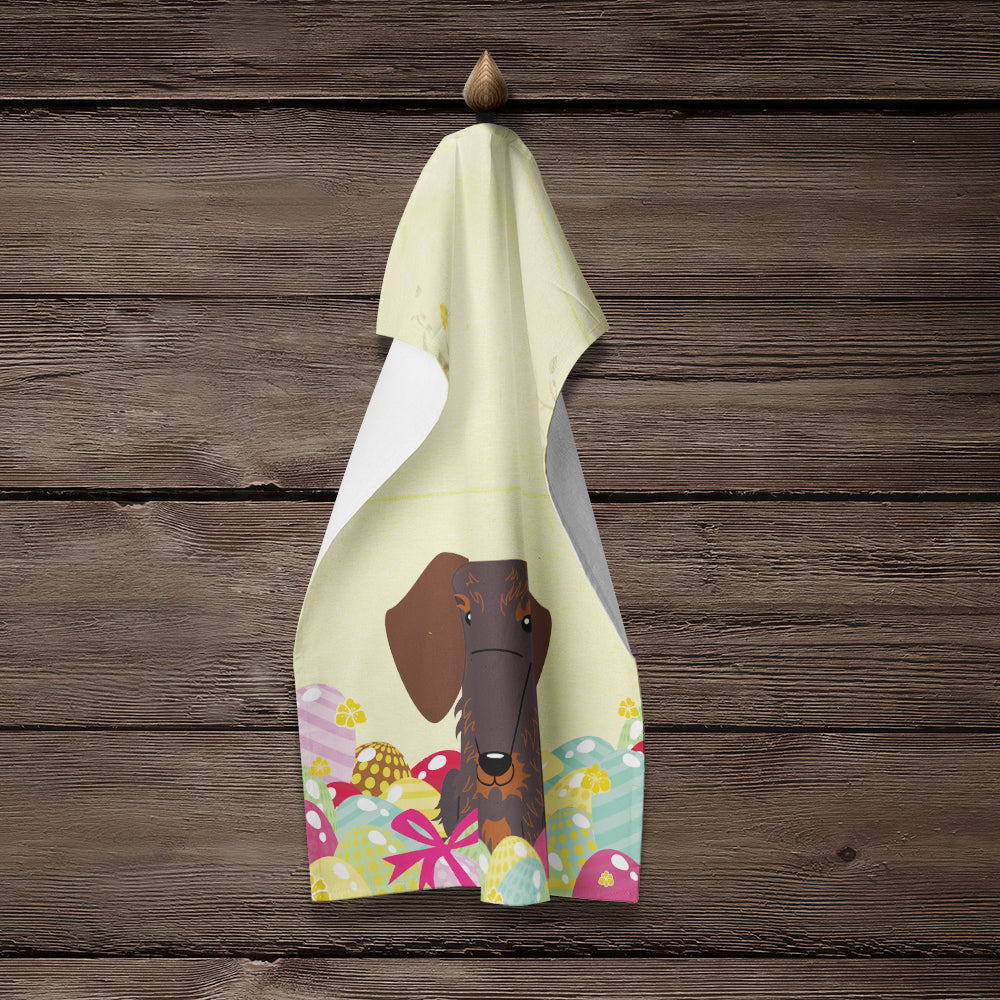 Easter Eggs Wire Haired Dachshund Chocolate Kitchen Towel BB6129KTWL - the-store.com