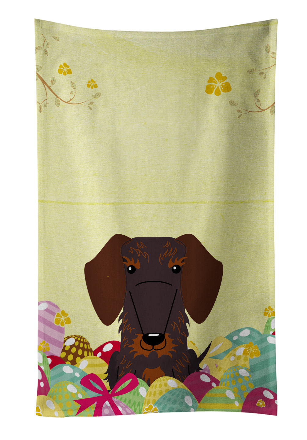 Easter Eggs Wire Haired Dachshund Chocolate Kitchen Towel BB6129KTWL - the-store.com