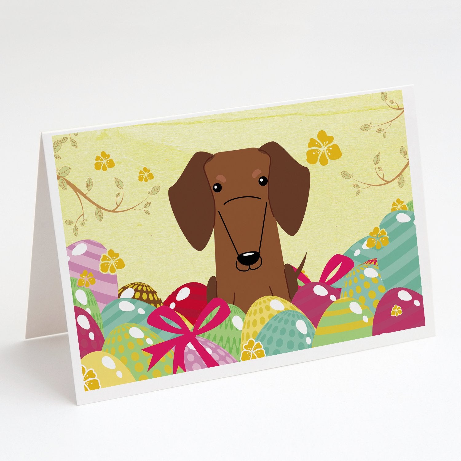 Buy this Easter Eggs Dachshund Red Brown Greeting Cards and Envelopes Pack of 8