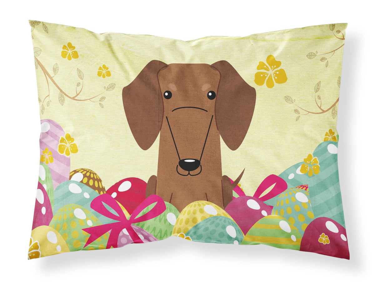 Easter Eggs Dachshund Red Brown Fabric Standard Pillowcase BB6130PILLOWCASE by Caroline&#39;s Treasures