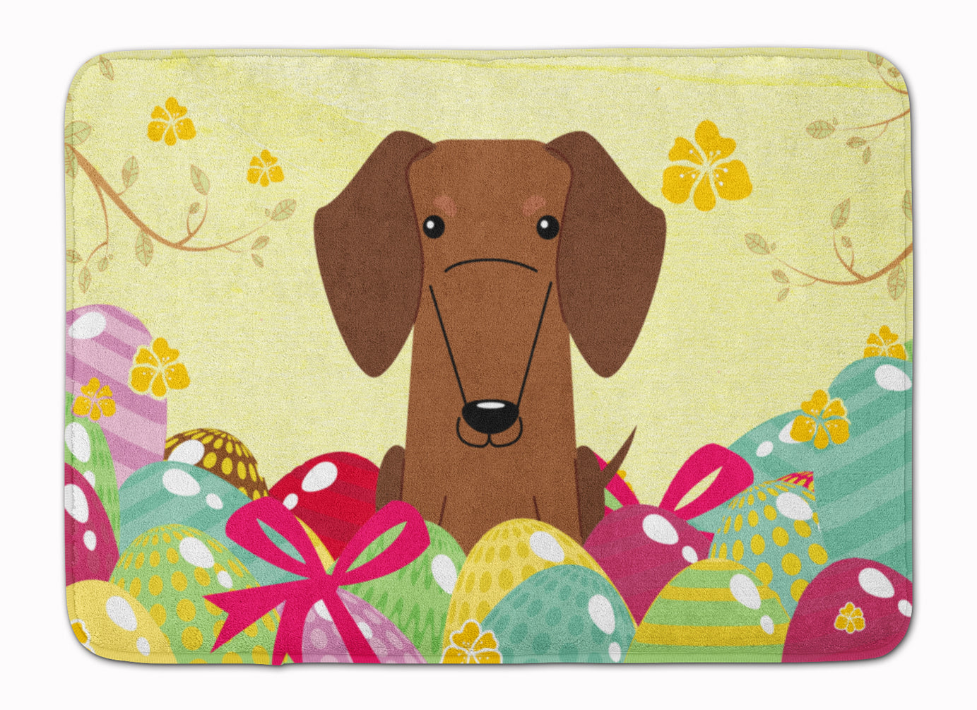 Easter Eggs Dachshund Red Brown Machine Washable Memory Foam Mat BB6130RUG - the-store.com