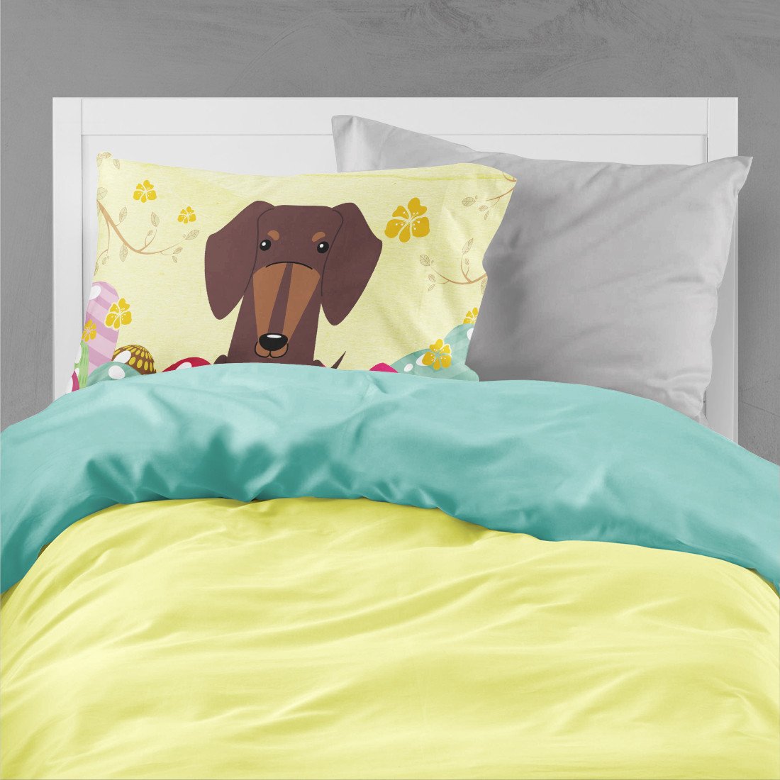 Easter Eggs Dachshund Chocolate Fabric Standard Pillowcase BB6131PILLOWCASE by Caroline's Treasures