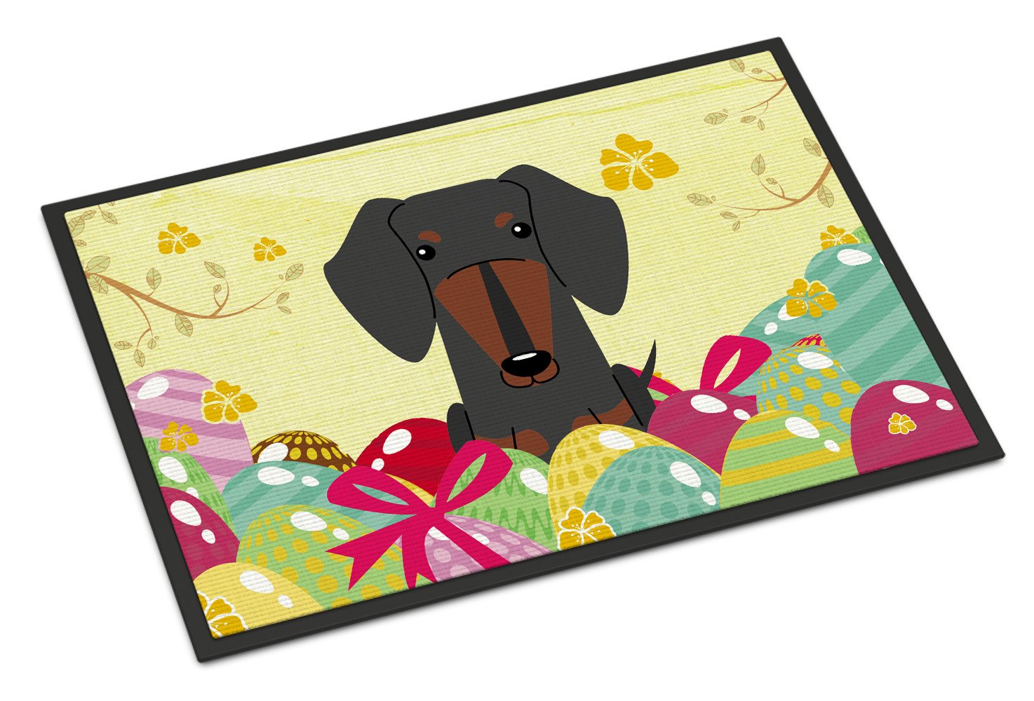 Easter Eggs Dachshund Black Tan Indoor or Outdoor Mat 24x36 BB6132JMAT by Caroline's Treasures