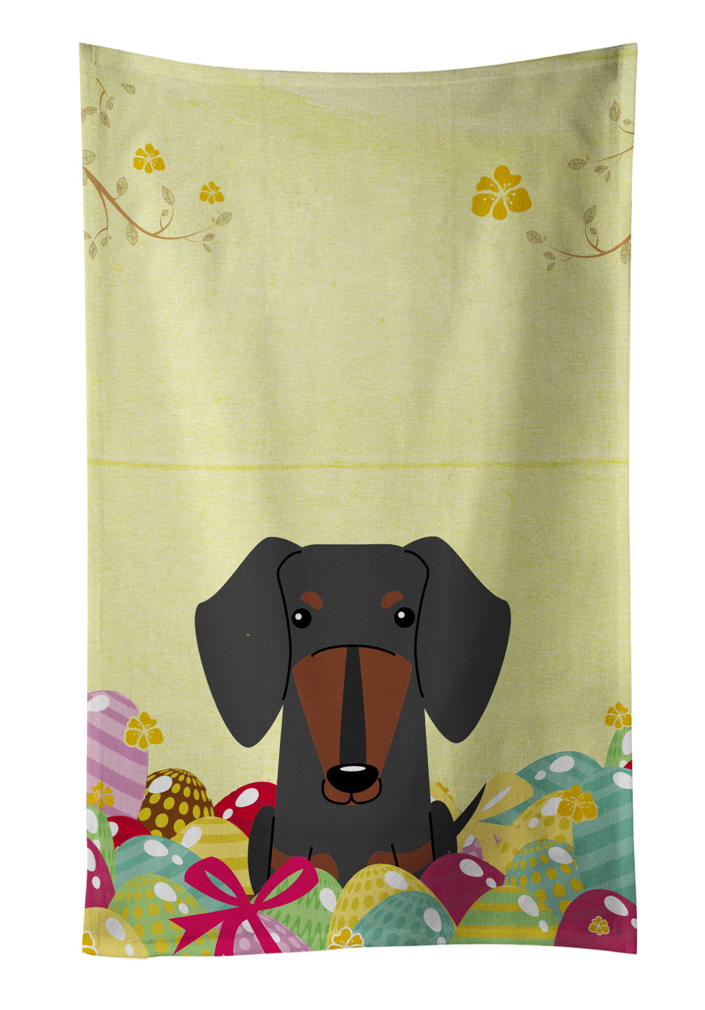 Easter Eggs Dachshund Black Tan Kitchen Towel BB6132KTWL - the-store.com