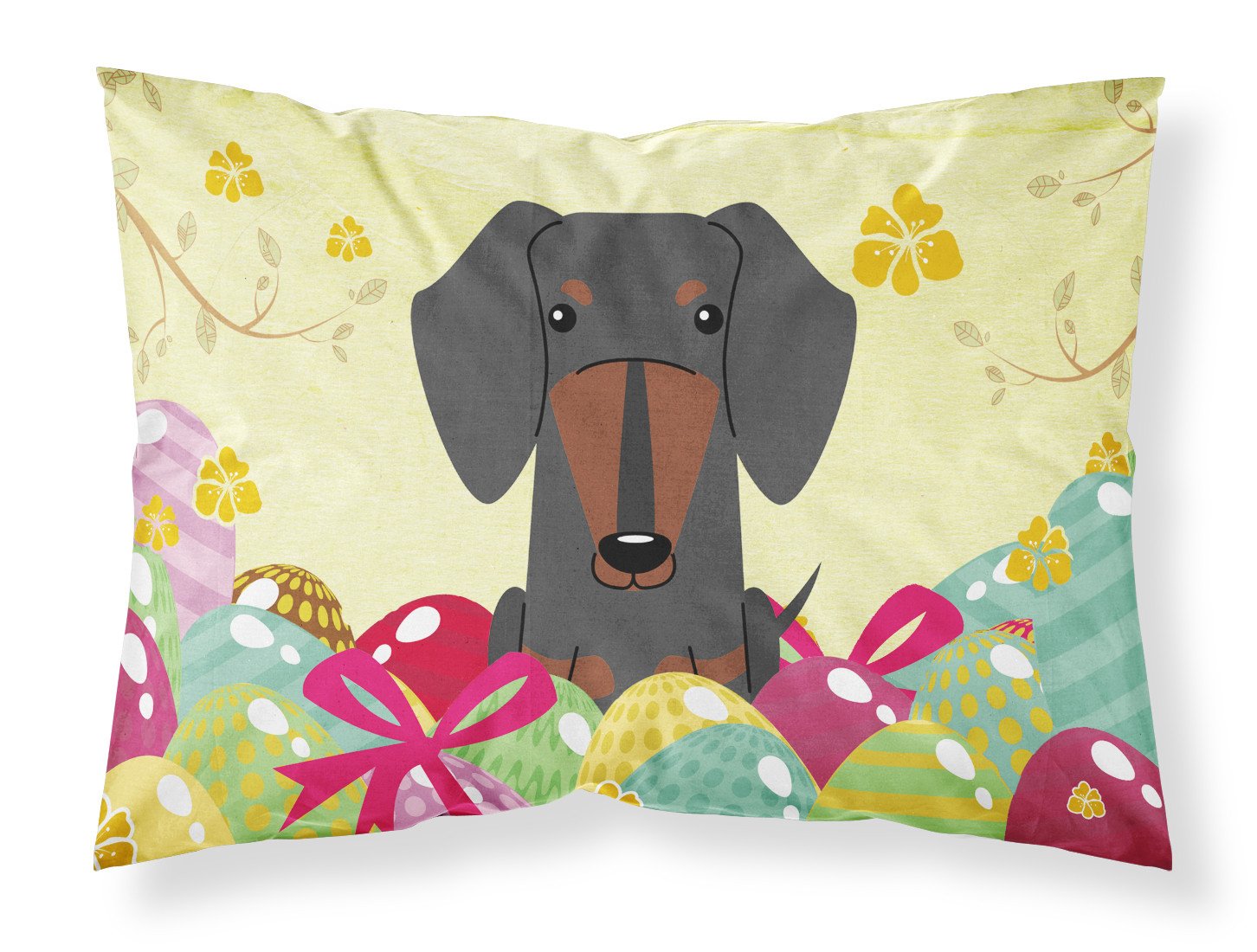 Easter Eggs Dachshund Black Tan Fabric Standard Pillowcase BB6132PILLOWCASE by Caroline's Treasures