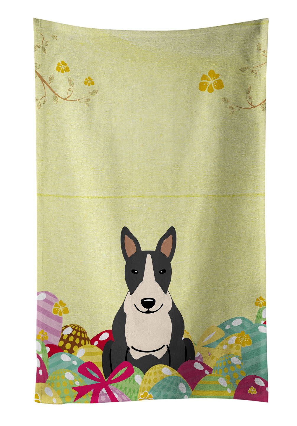 Easter Eggs Bull Terrier Black White Kitchen Towel BB6133KTWL - the-store.com