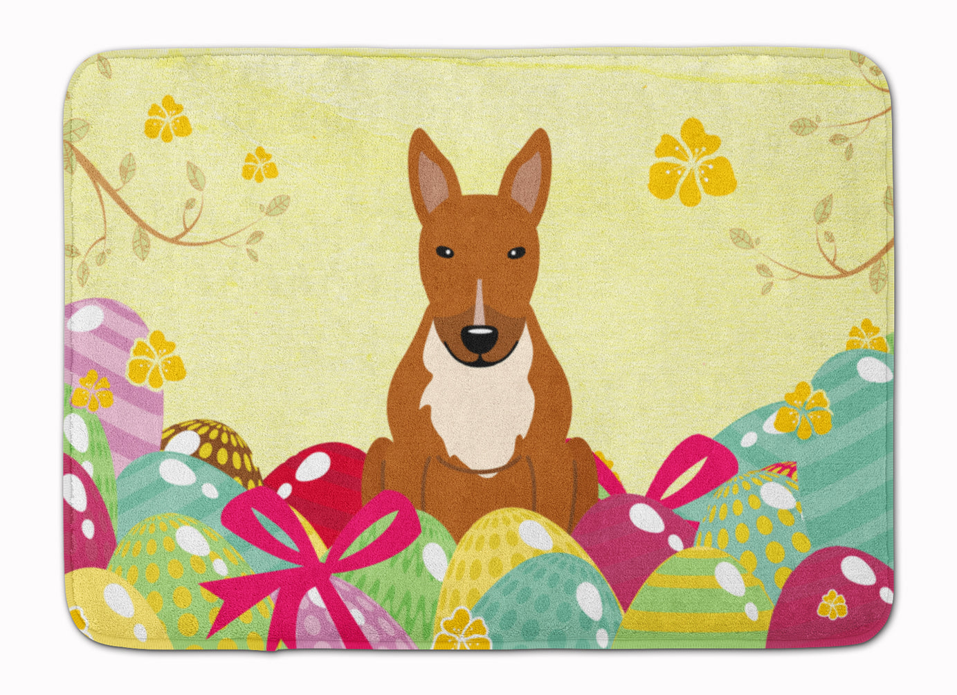 Easter Eggs Bull Terrier Red Machine Washable Memory Foam Mat BB6134RUG - the-store.com