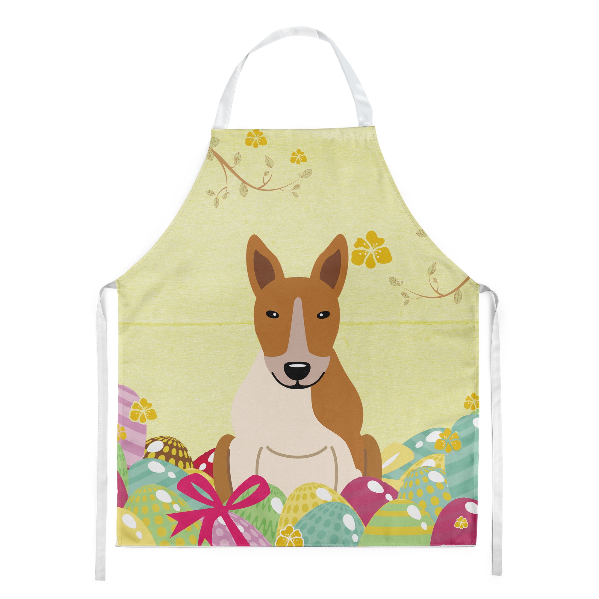 Easter Eggs Bull Terrier Red White Apron BB6135APRON  the-store.com.