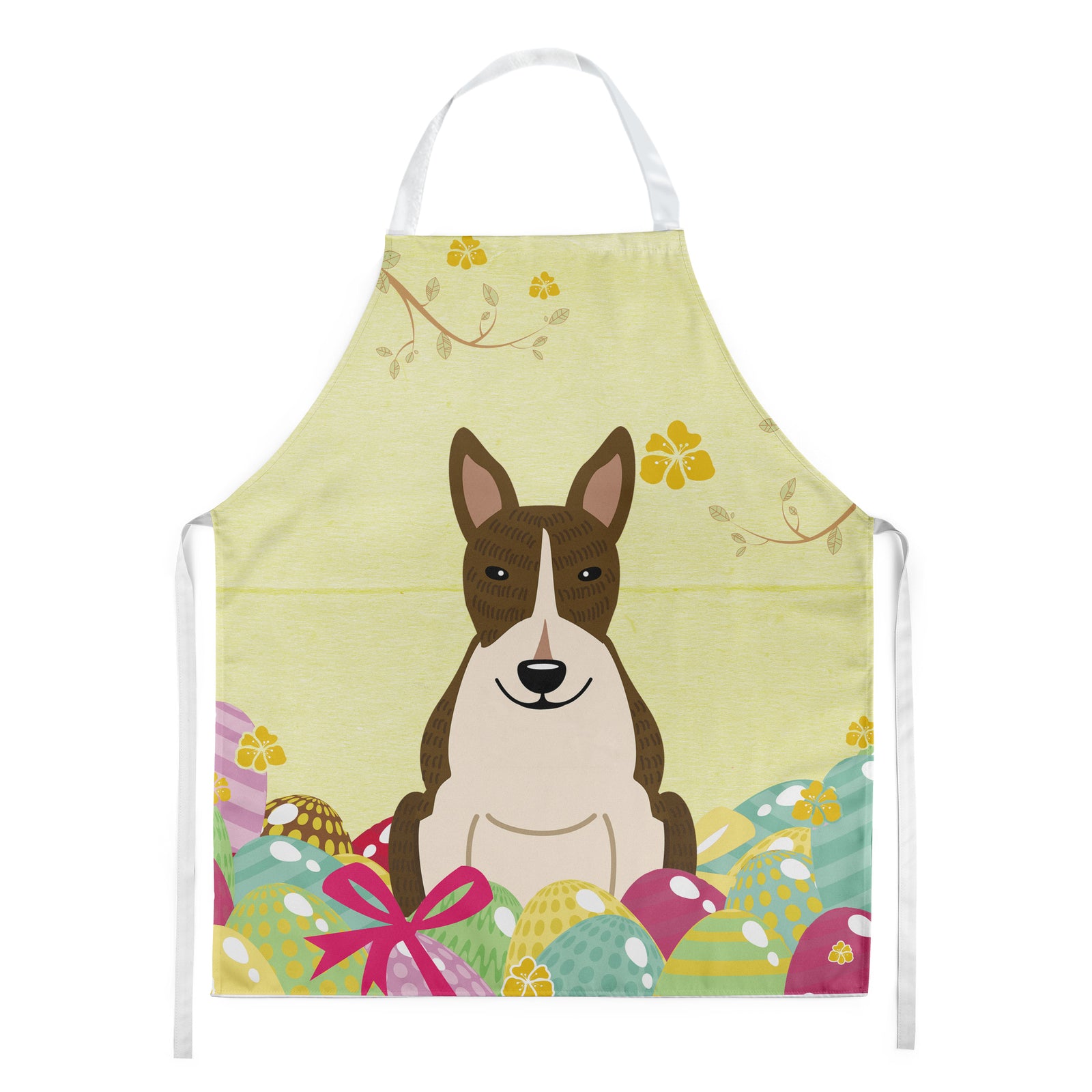 Easter Eggs Bull Terrier Dark Brindle Apron BB6136APRON  the-store.com.