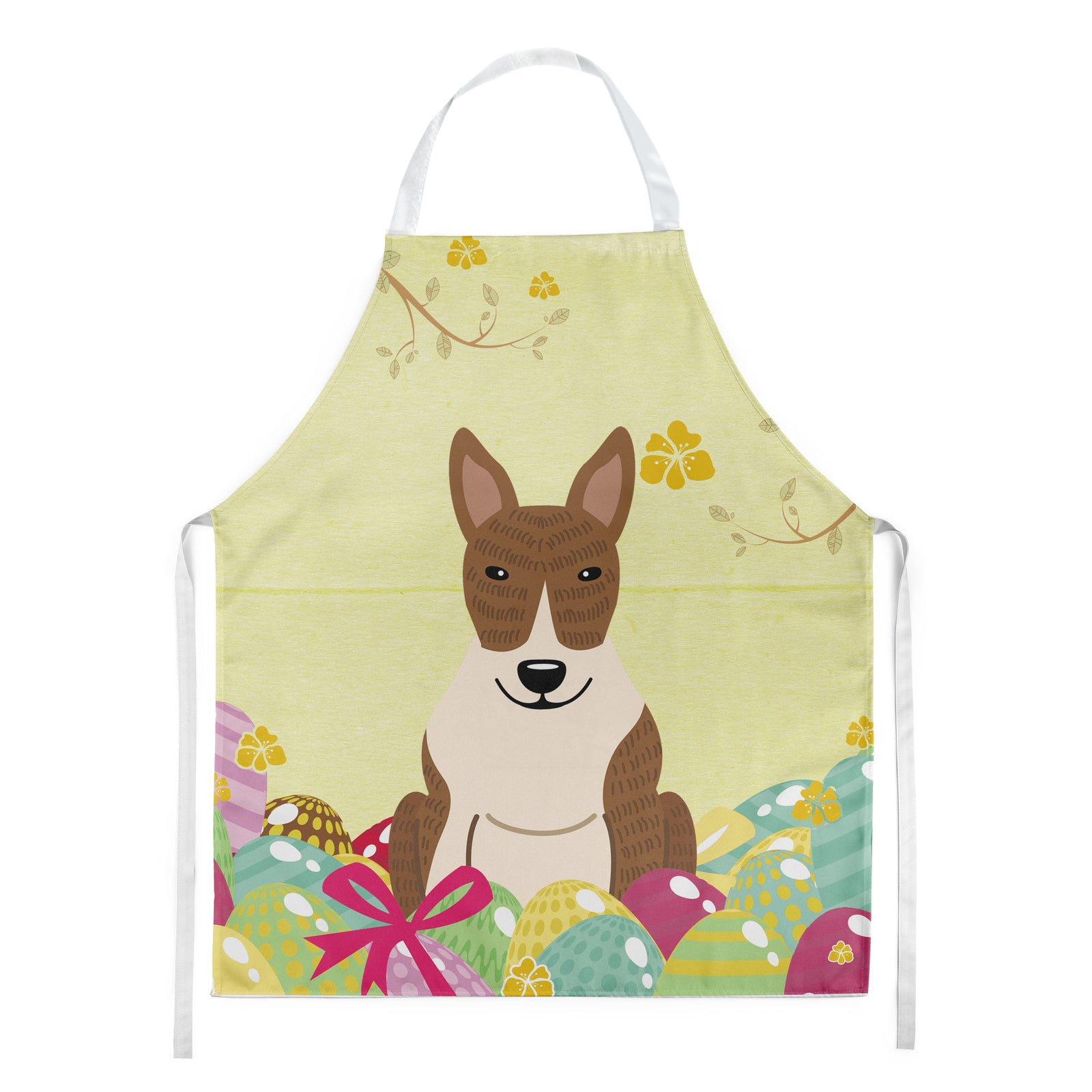 Easter Eggs Bull Terrier Brindle Apron BB6137APRON  the-store.com.