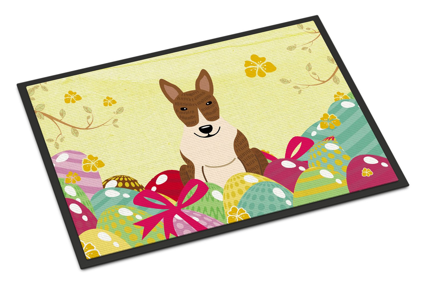 Easter Eggs Bull Terrier Brindle Indoor or Outdoor Mat 24x36 BB6137JMAT by Caroline's Treasures