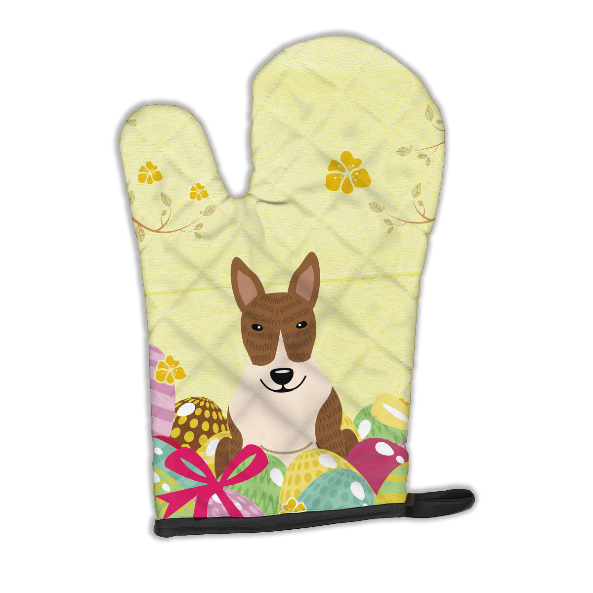 Easter Eggs Bull Terrier Brindle Oven Mitt BB6137OVMT  the-store.com.