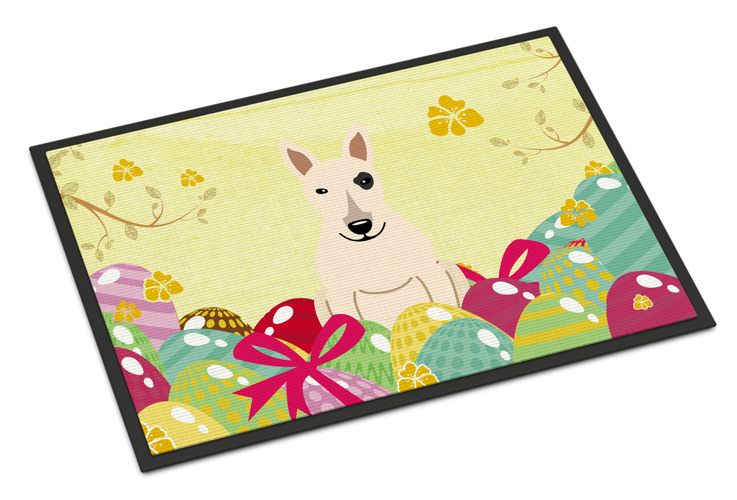 Easter Eggs Bull Terrier White Indoor or Outdoor Mat 18x27 BB6138MAT - the-store.com