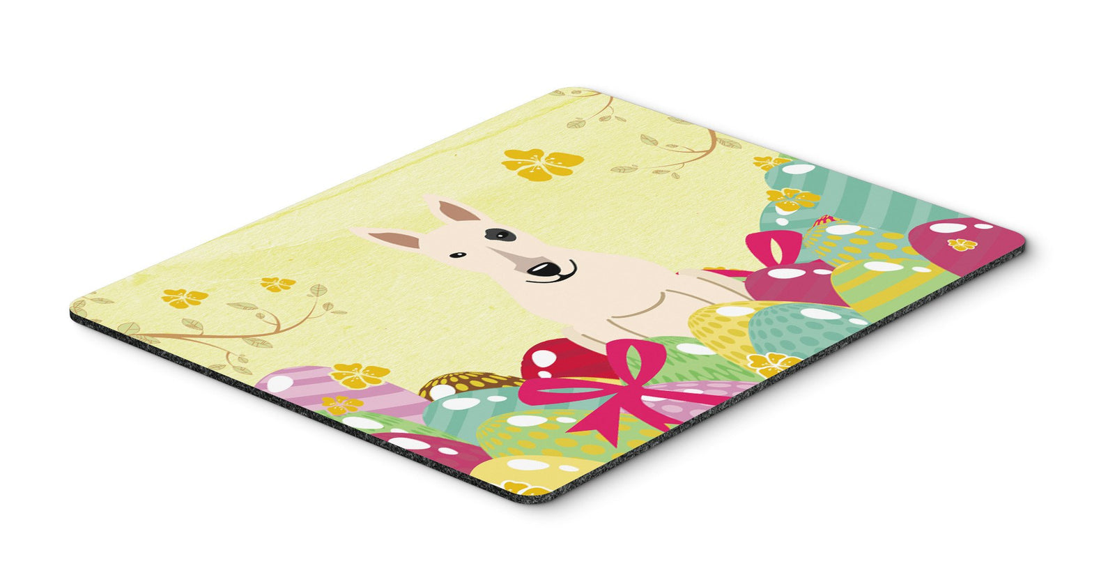 Easter Eggs Bull Terrier White Mouse Pad, Hot Pad or Trivet BB6138MP by Caroline's Treasures