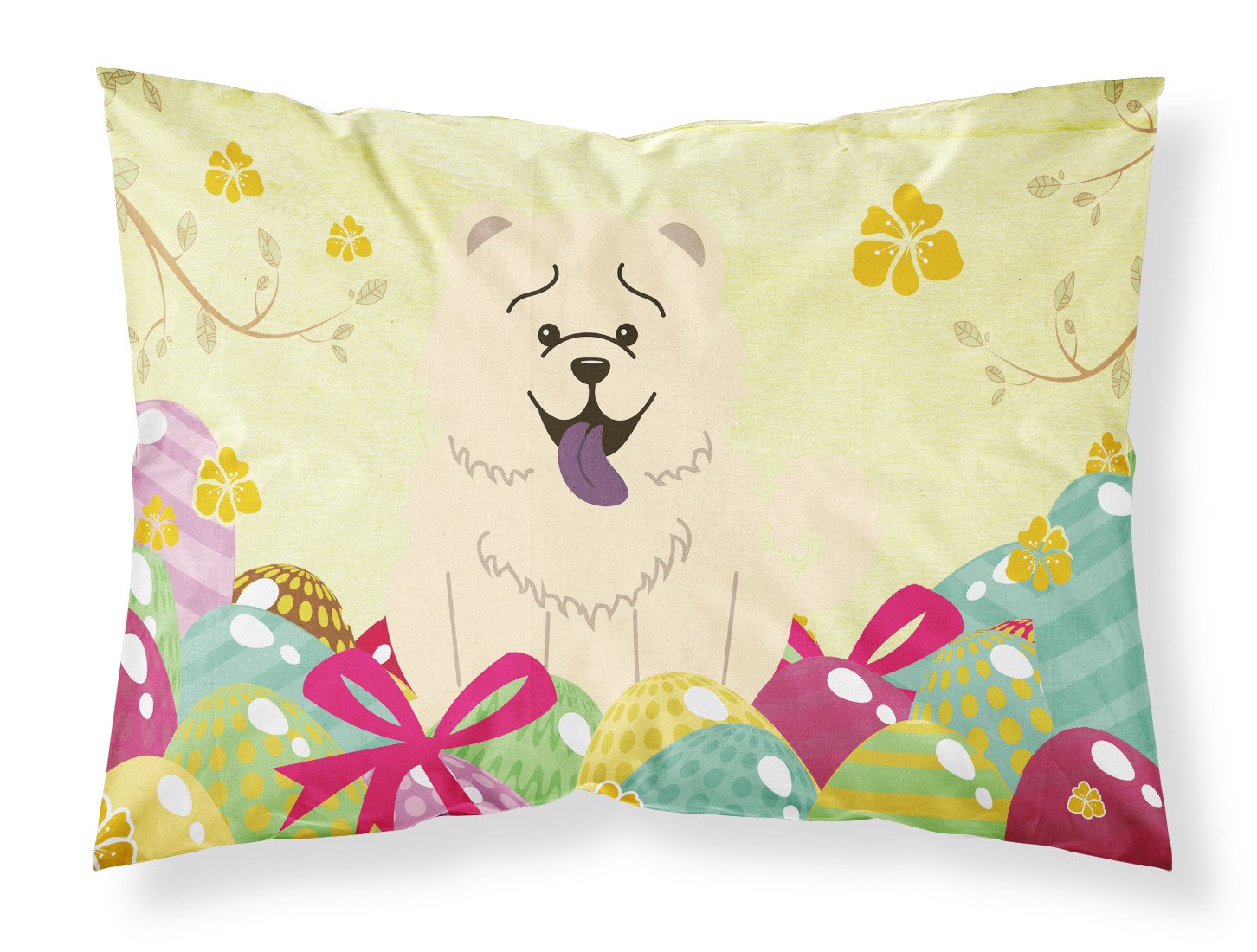 Easter Eggs Chow Chow White Fabric Standard Pillowcase BB6140PILLOWCASE by Caroline's Treasures