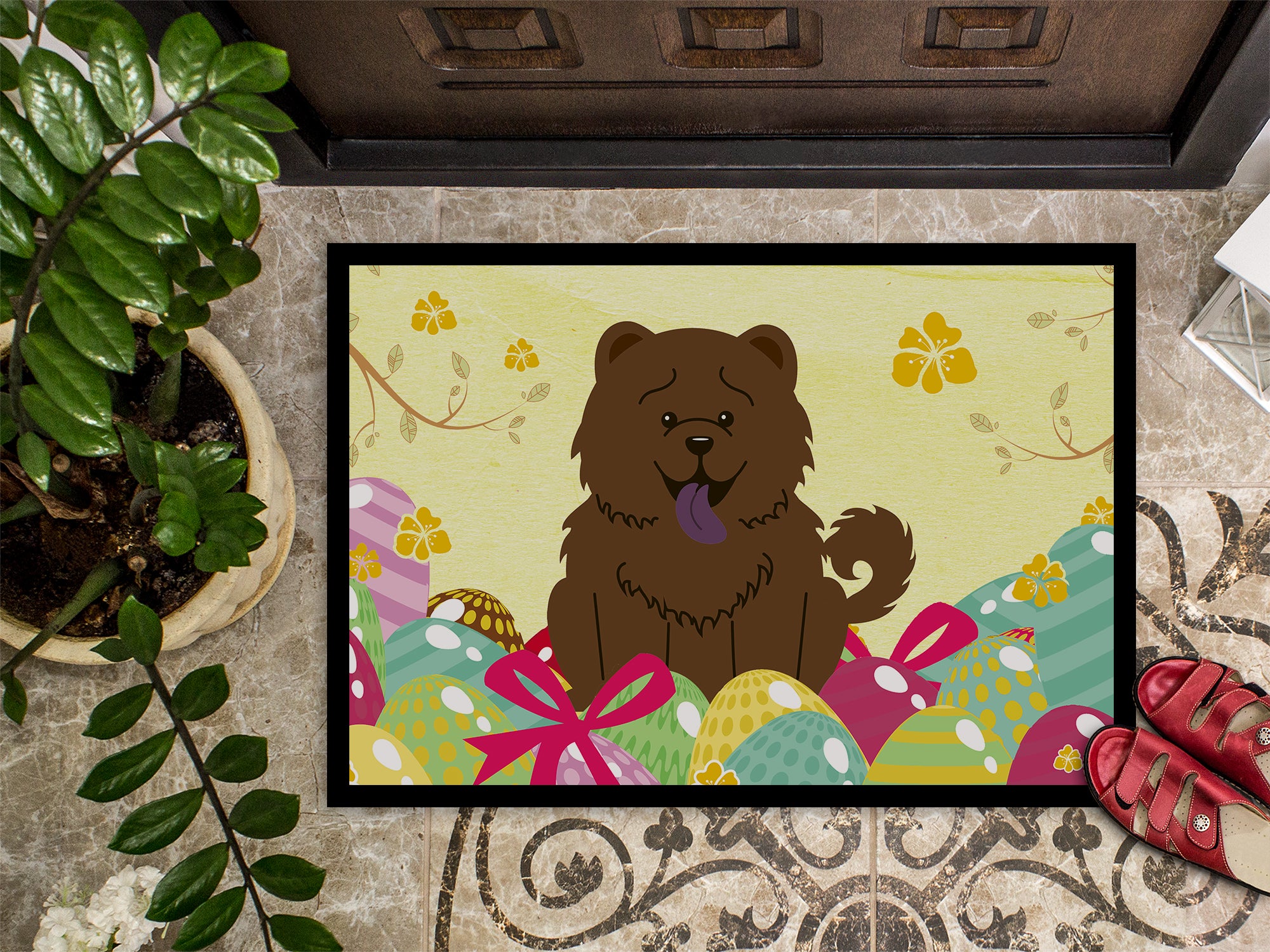 Easter Eggs Chow Chow Chocolate Indoor or Outdoor Mat 18x27 BB6141MAT - the-store.com