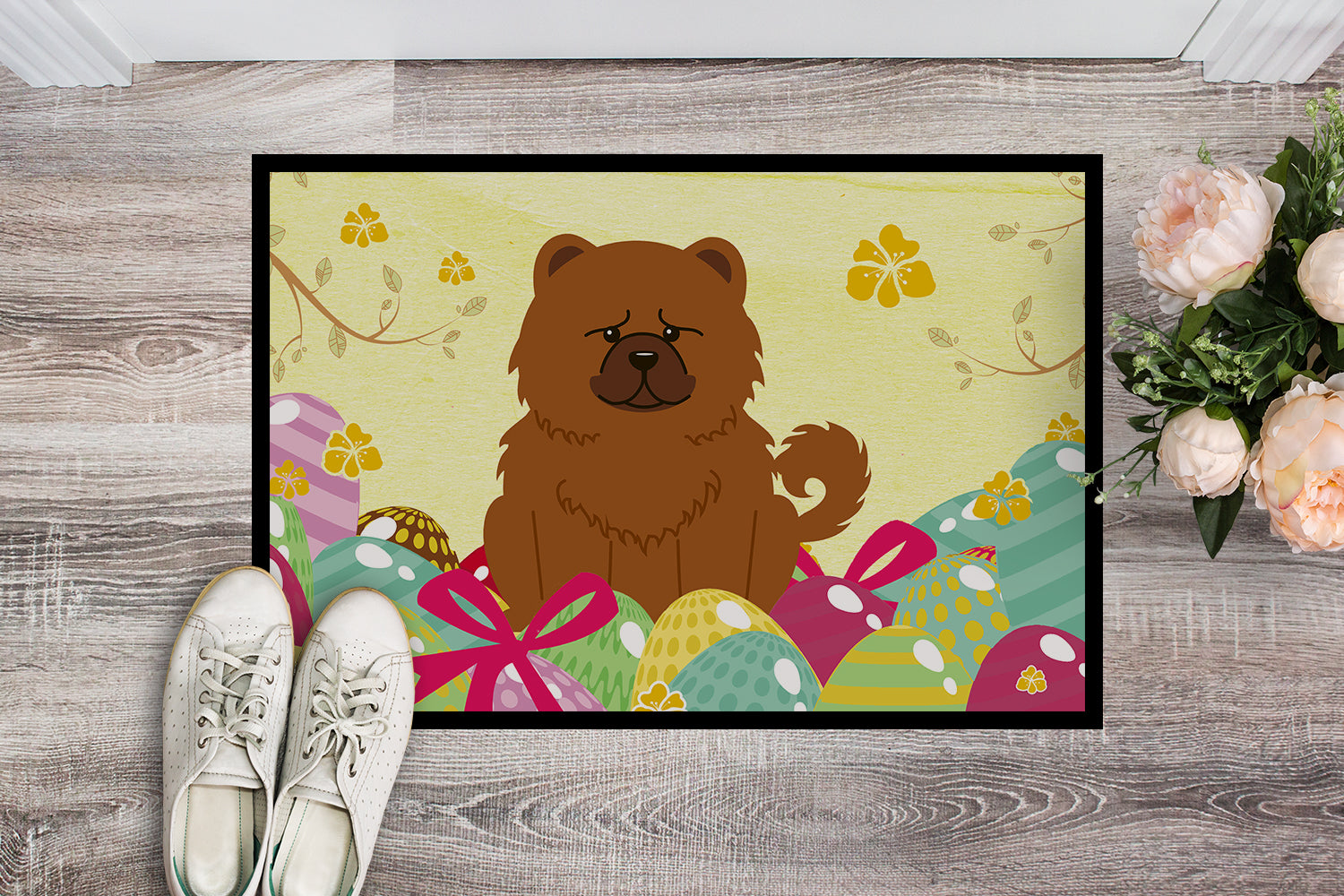 Easter Eggs Chow Chow Red Indoor or Outdoor Mat 18x27 BB6142MAT - the-store.com