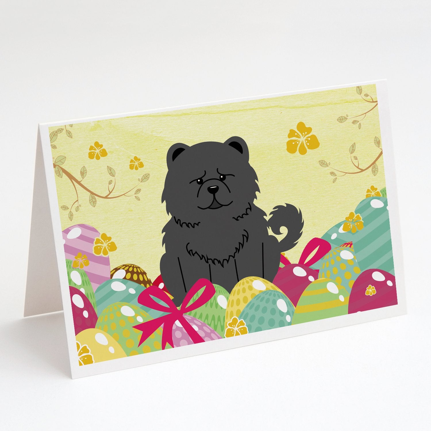 Buy this Easter Eggs Chow Chow Black Greeting Cards and Envelopes Pack of 8