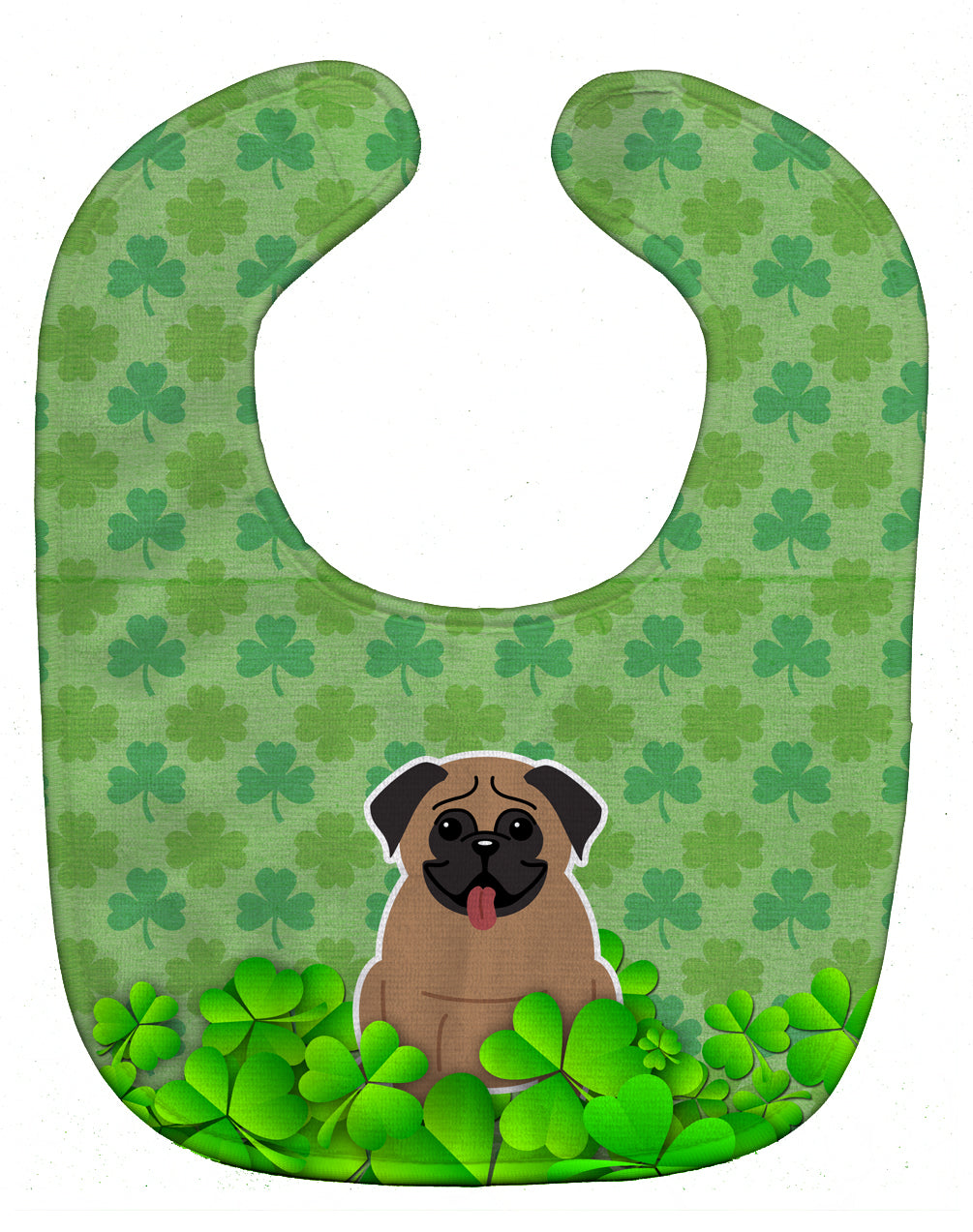 Pug Brown Shamrocks Baby Bib BB6146BIB - the-store.com