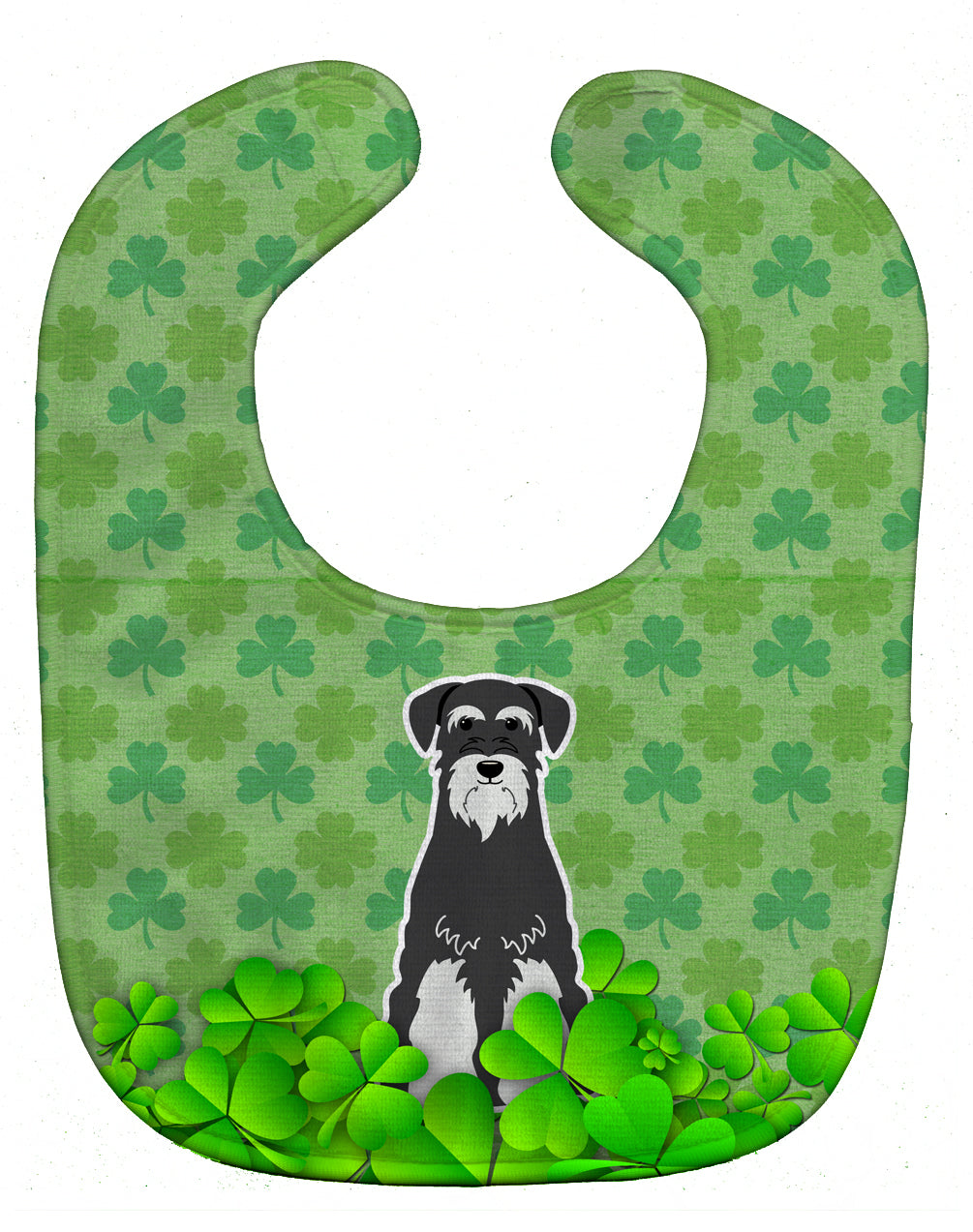 Standard Schnauzer Salt and Pepper Shamrocks Baby Bib BB6174BIB - the-store.com