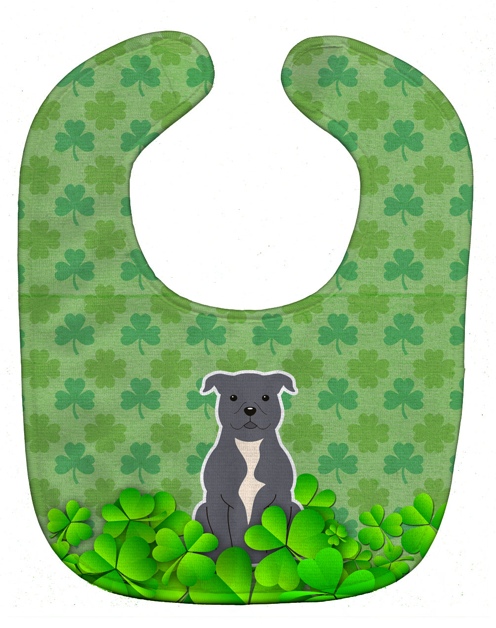 Staffordshire Bull Terrier Blue Shamrocks Baby Bib BB6187BIB - the-store.com