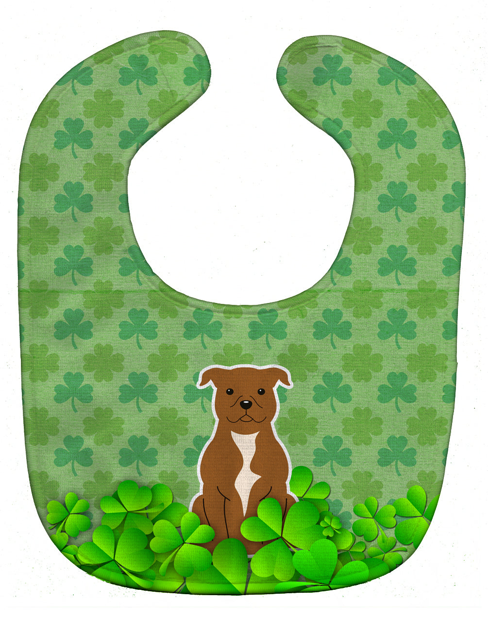 Staffordshire Bull Terrier Brown Shamrocks Baby Bib BB6188BIB - the-store.com