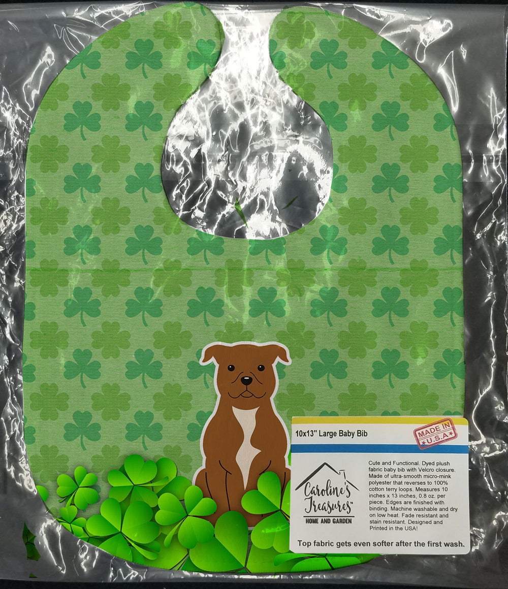 Staffordshire Bull Terrier Brown Shamrocks Baby Bib BB6188BIB - the-store.com