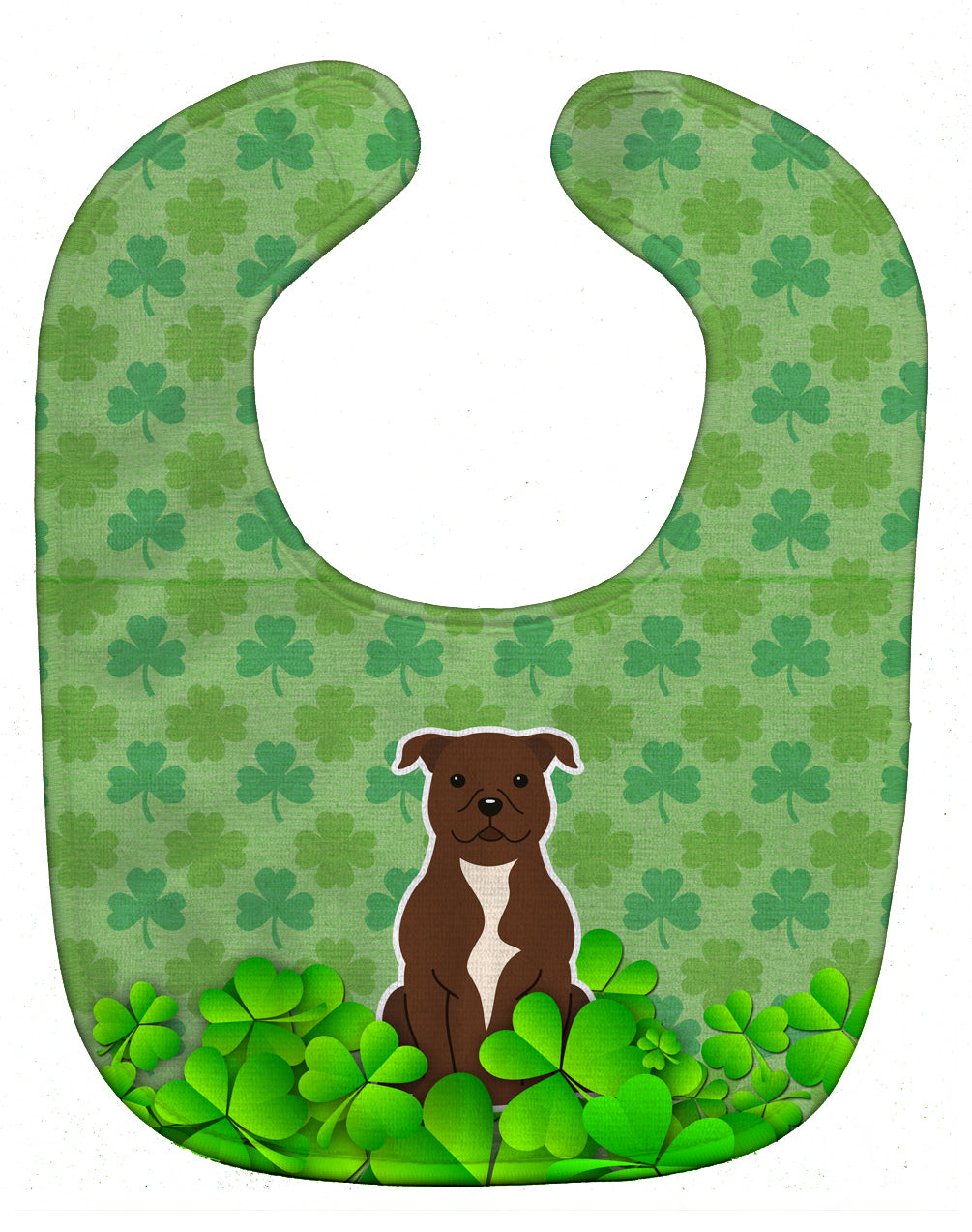 Staffordshire Bull Terrier Chocolate Shamrocks Baby Bib BB6189BIB - the-store.com