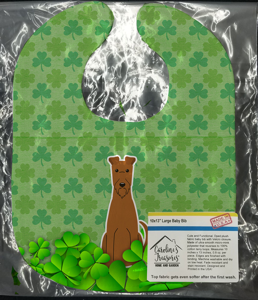 Irish Terrier Shamrocks Baby Bib BB6203BIB - the-store.com