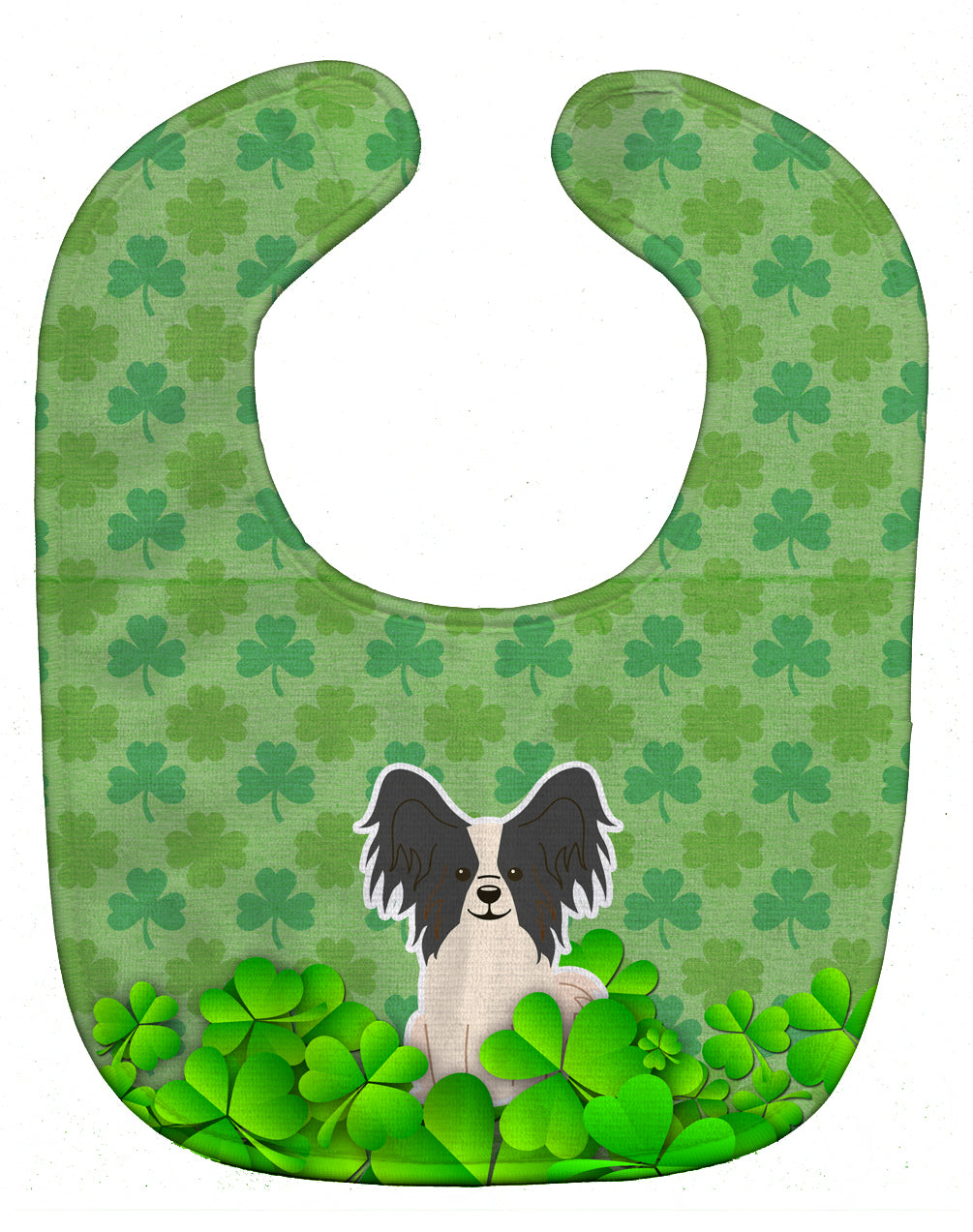 Papillon Black White Shamrocks Baby Bib BB6217BIB - the-store.com