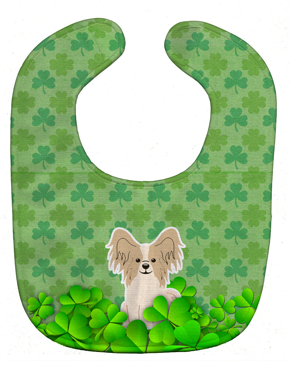 Papillon Sable White Shamrocks Baby Bib BB6218BIB - the-store.com