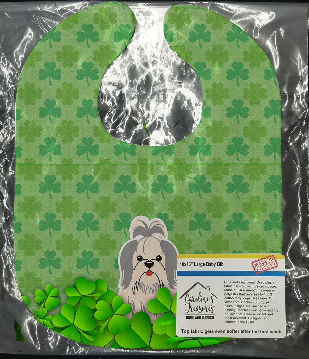 Shih Tzu Silver White Shamrocks Baby Bib BB6226BIB - the-store.com