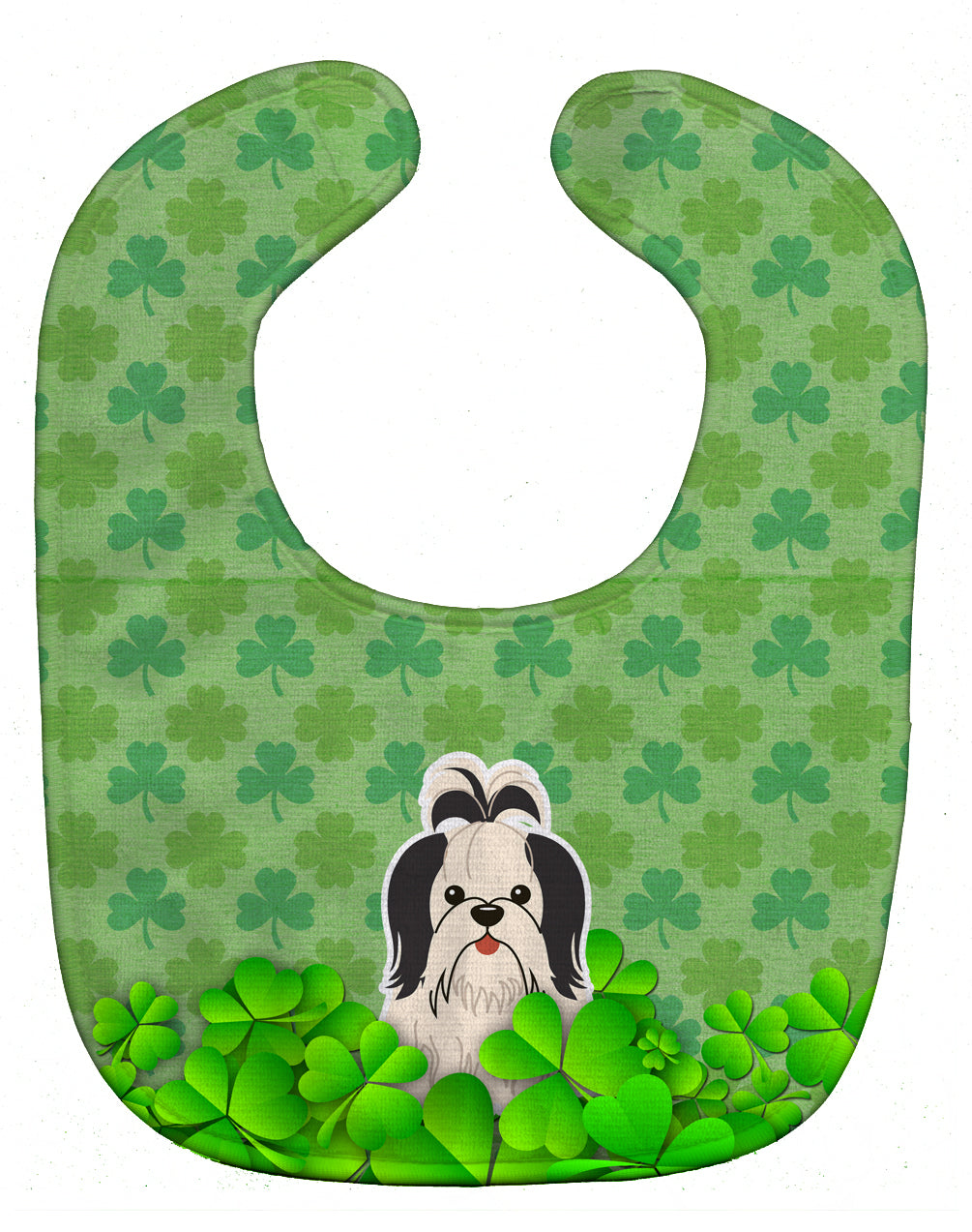 Shih Tzu Black White Shamrocks Baby Bib BB6229BIB - the-store.com