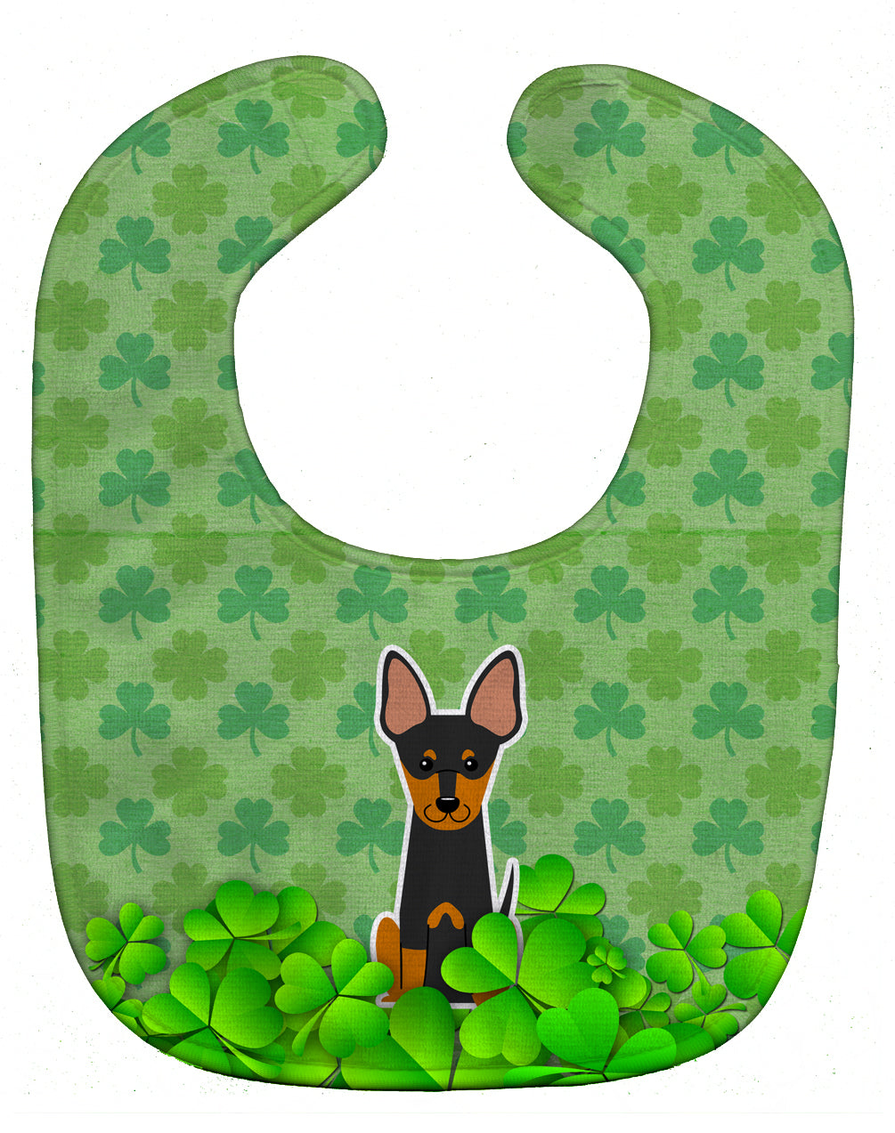 English Toy Terrier Shamrocks Baby Bib BB6250BIB - the-store.com