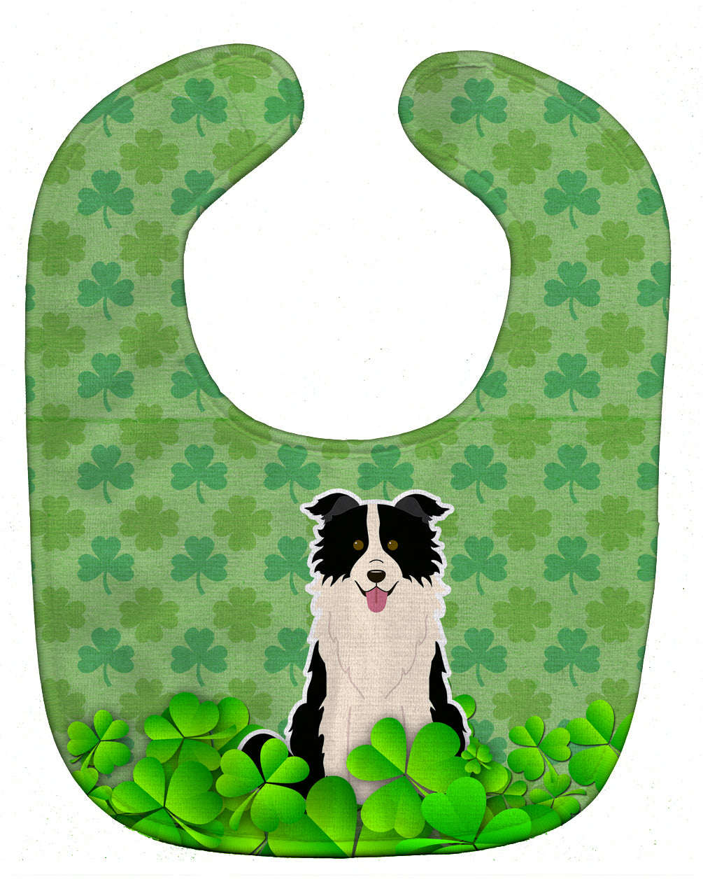 Border Collie Black White Shamrocks Baby Bib BB6259BIB - the-store.com