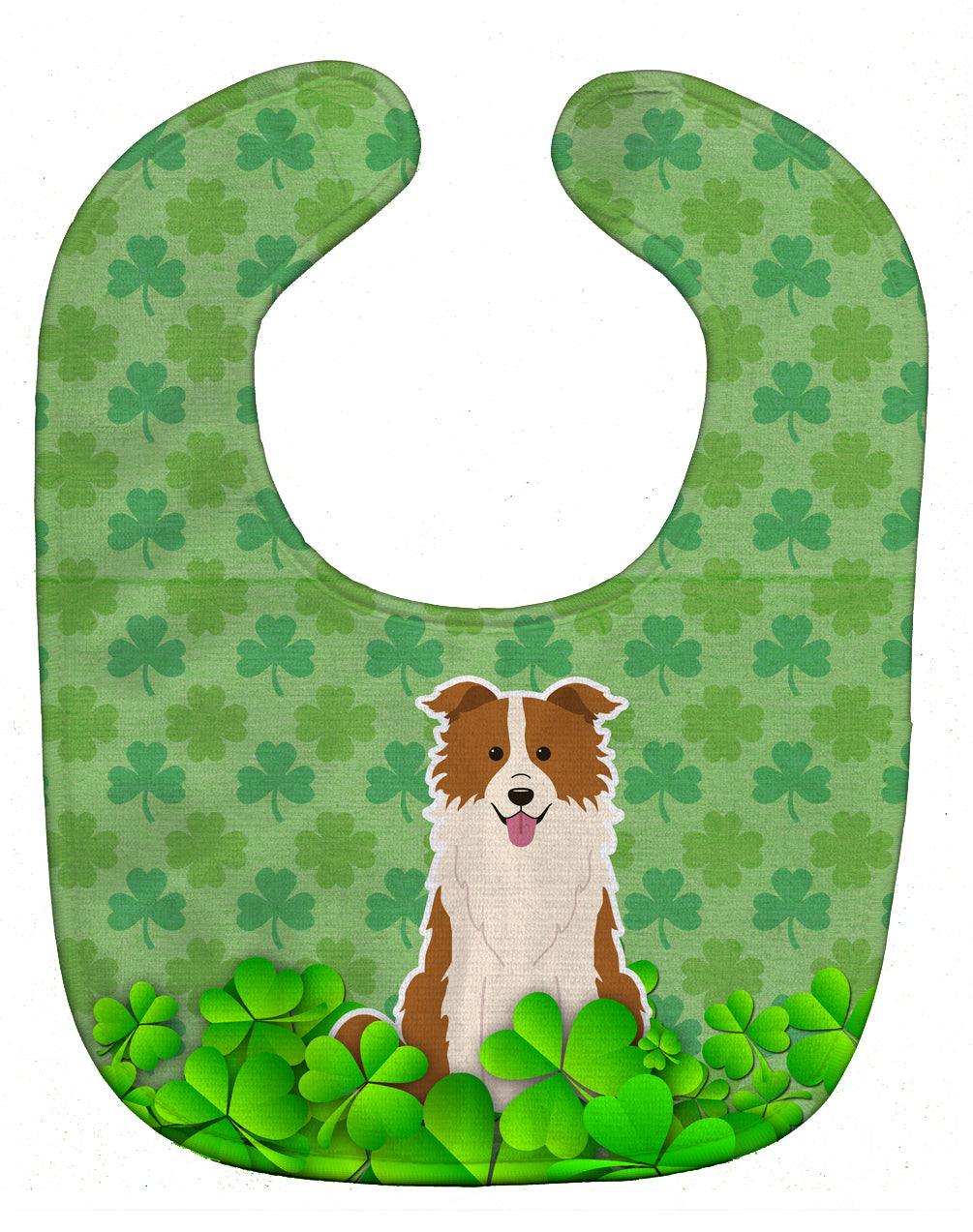 Border Collie Red White Shamrocks Baby Bib BB6260BIB - the-store.com