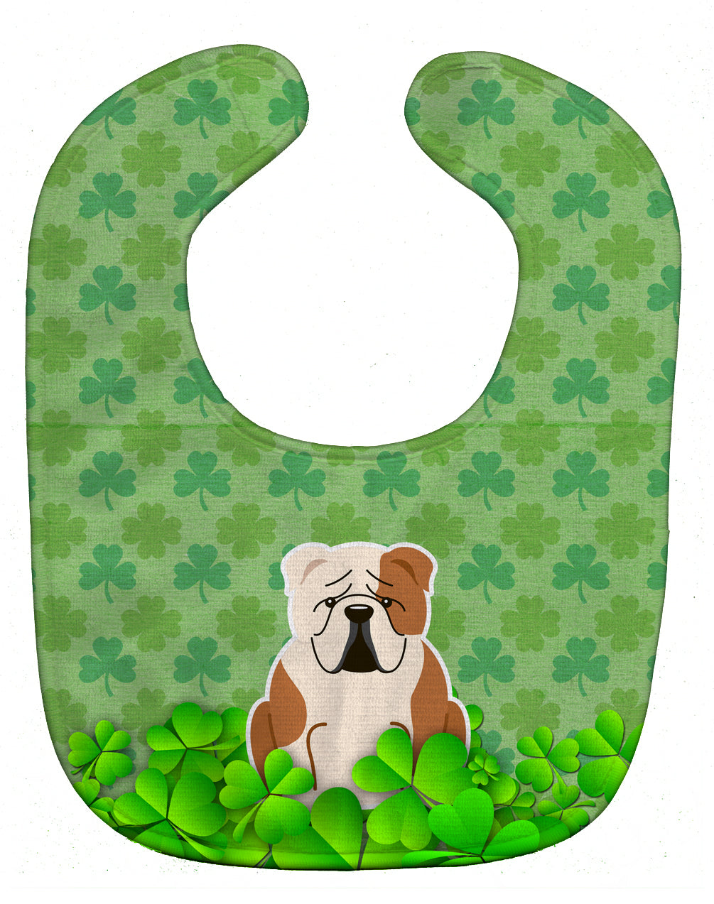 English Bulldog Fawn White Shamrocks Baby Bib BB6266BIB - the-store.com