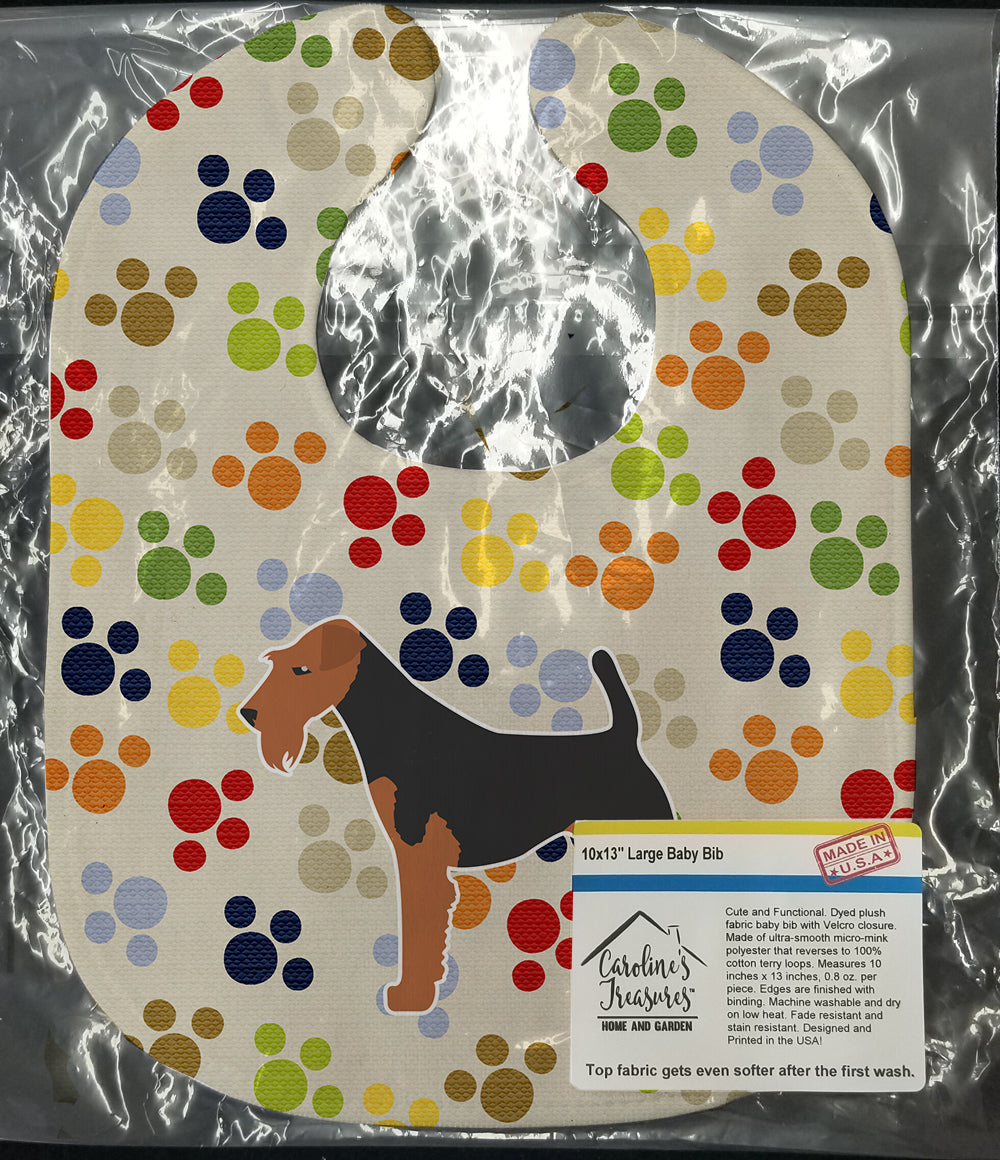 Welsh Terrier Pawprints Baby Bib BB6290BIB - the-store.com