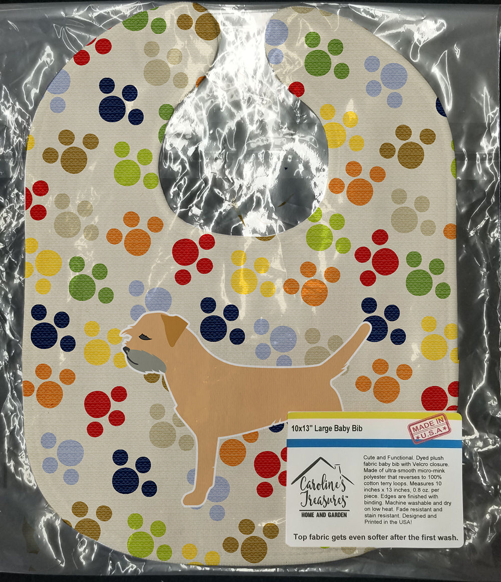 Border Terrier Pawprints Baby Bib BB6294BIB - the-store.com