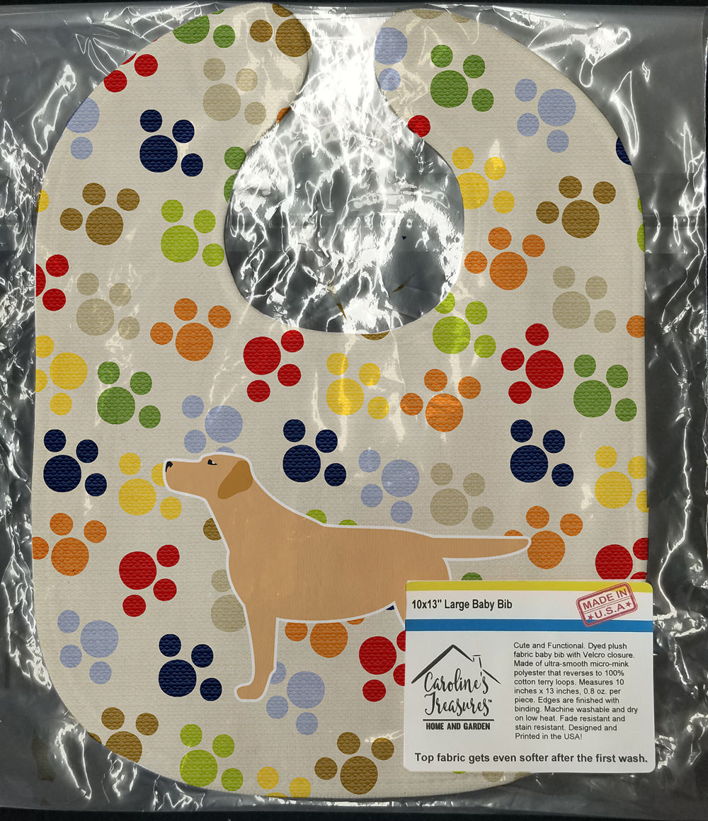 Yellow Labrador Retriever Pawprints Baby Bib BB6302BIB - the-store.com