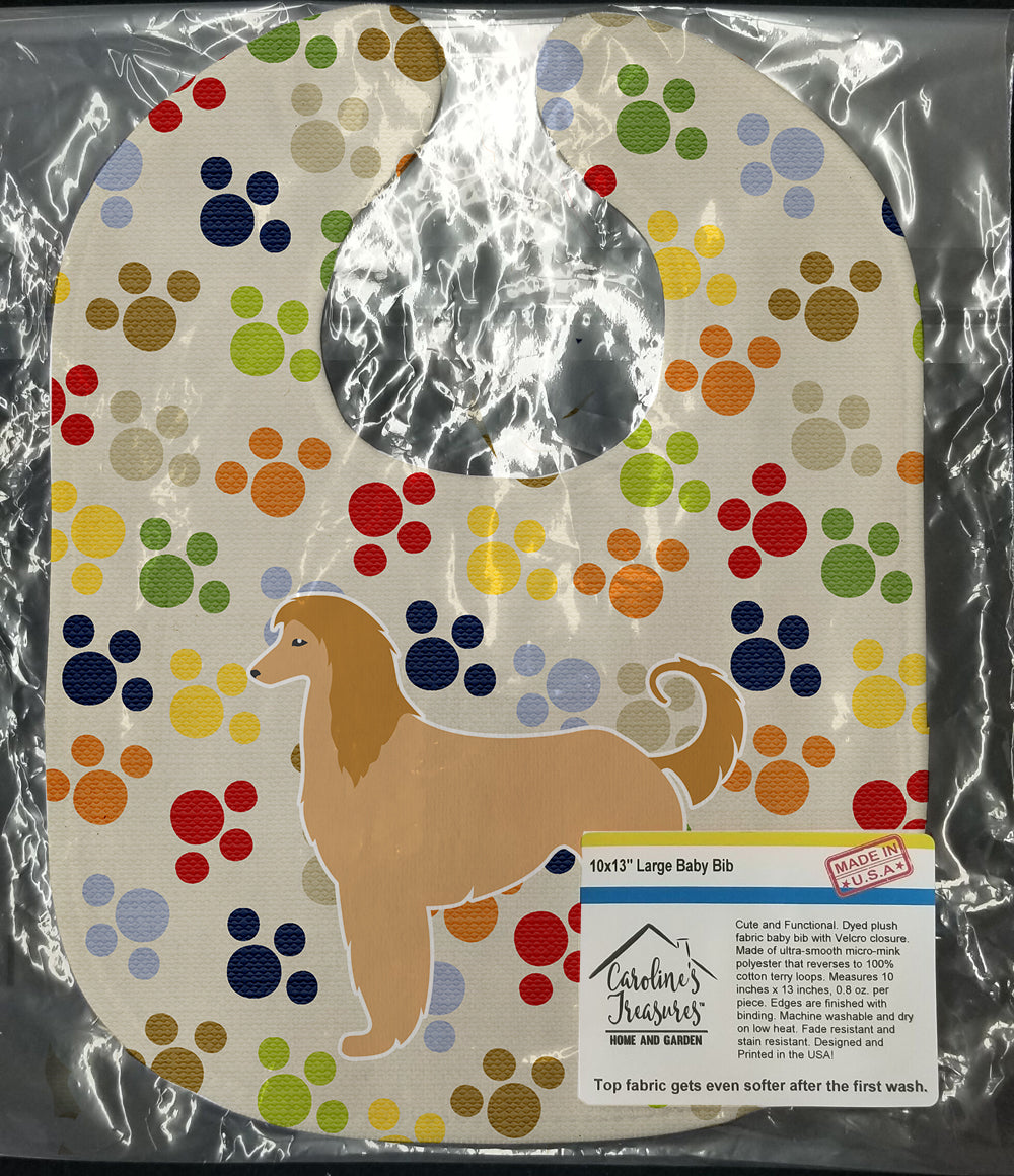 Afghan Hound Pawprints Baby Bib BB6311BIB - the-store.com